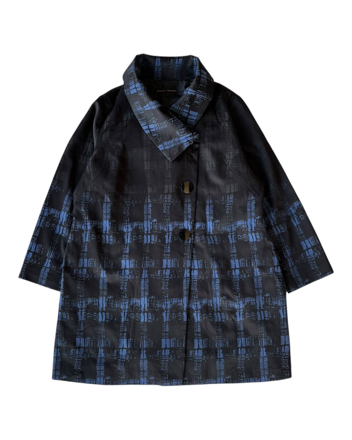 🔥GAULTIER HOMME OBJET ASYMMETRIC ABSTRACT BLUE PATTERN COAT