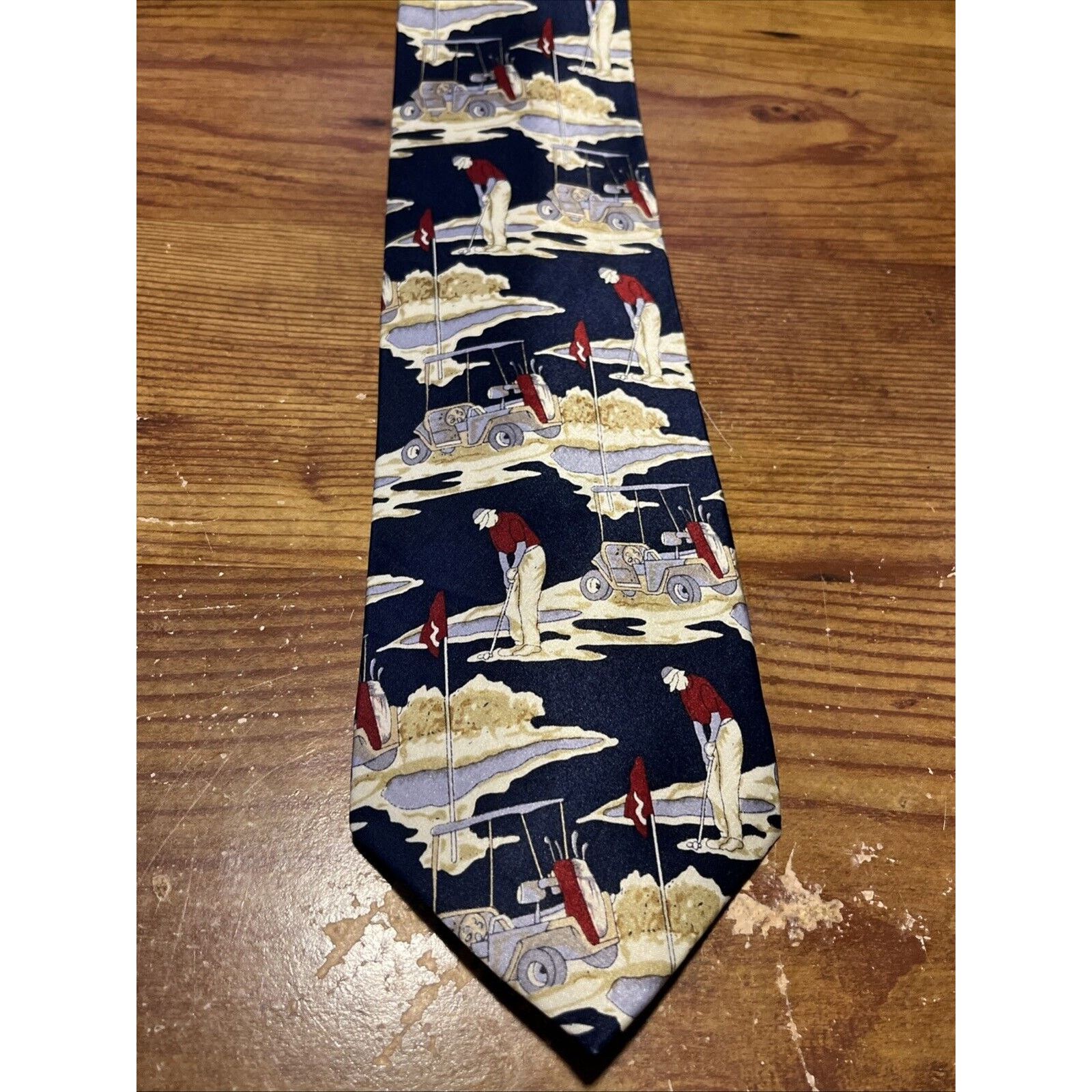 Other Kai Long Vintage Men's Tie Hand-Made Silk Necktie Golf Print Size ONE SIZE - 2 Thumbnail
