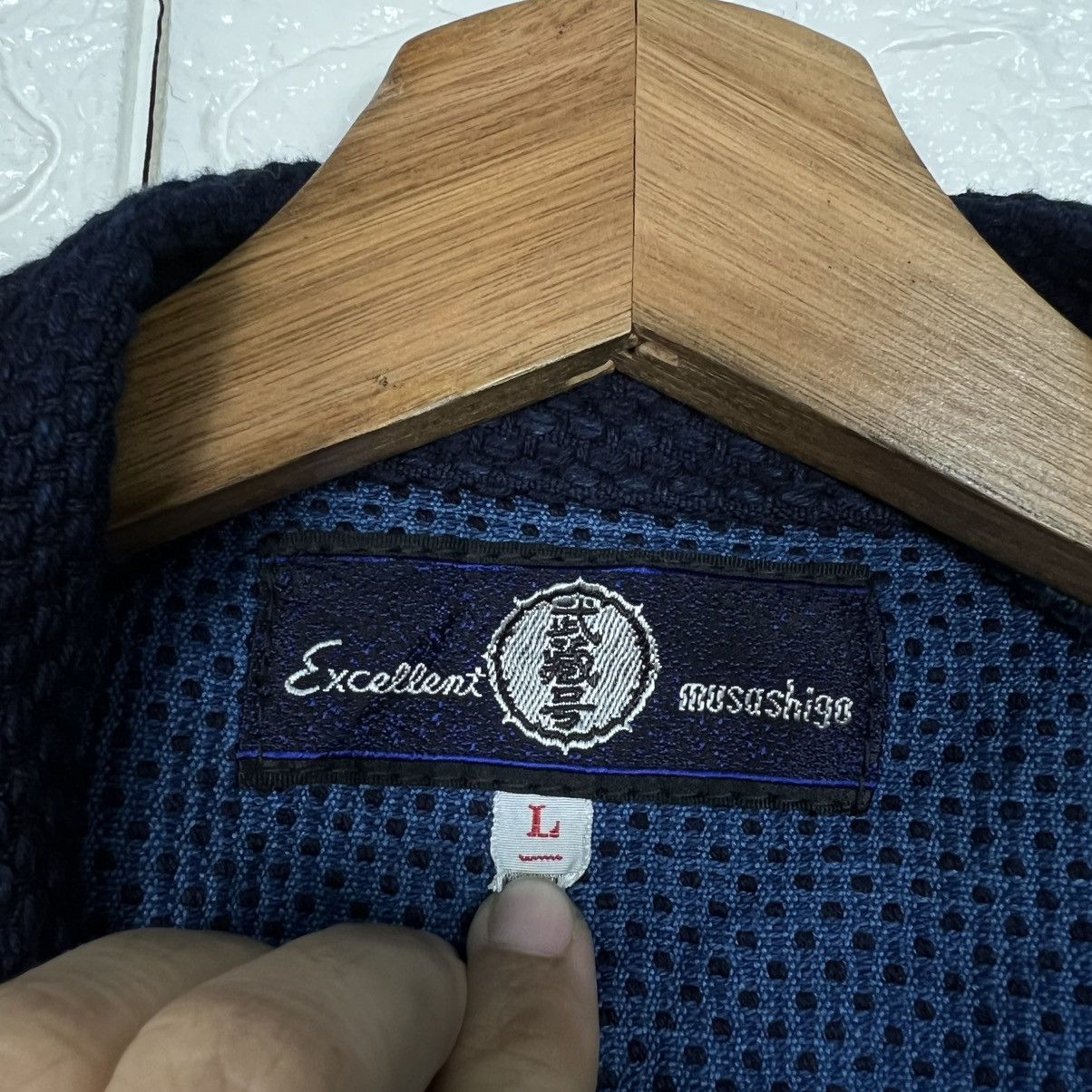 Japanese Brand Indigo Bushu Navy Blue Sashiko Thick Weave Kimono #4155-C190 Size US L / EU 52-54 / 3 - 12 Thumbnail