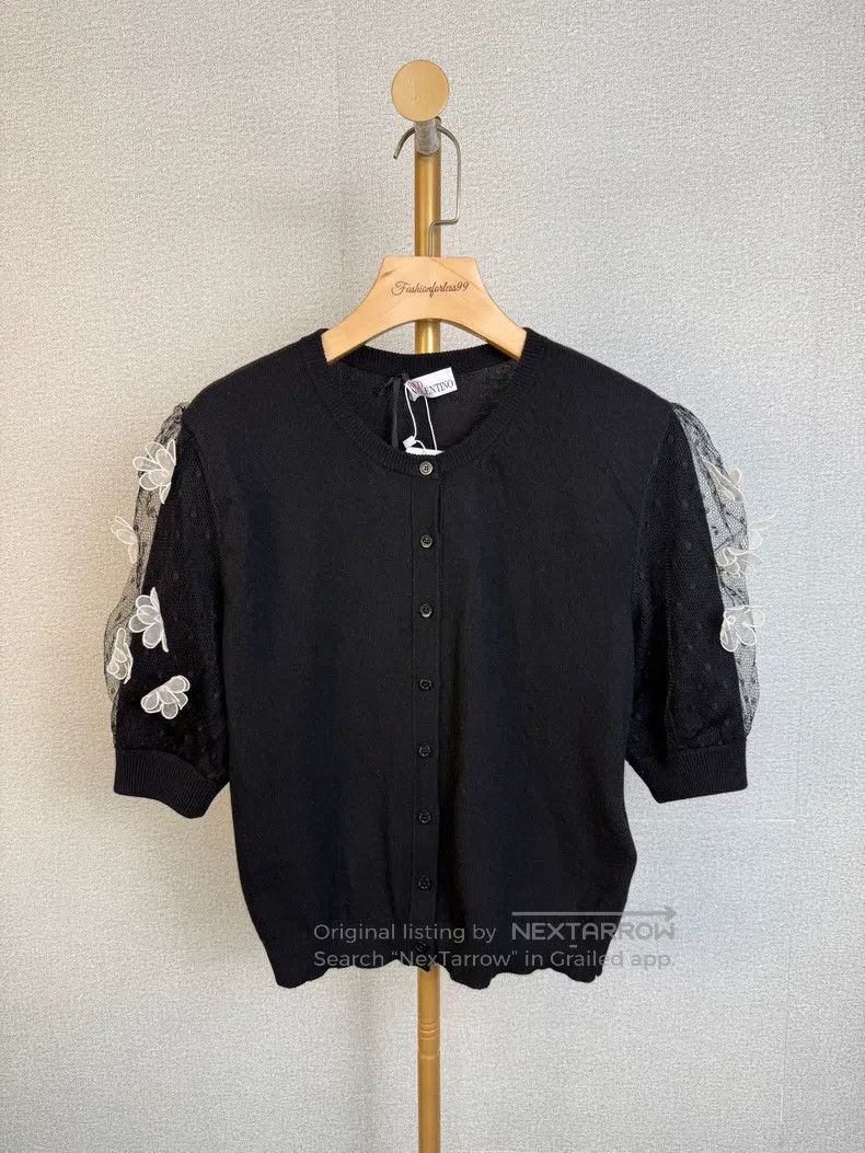 Valentino Valentino Lace patchwork wool cardigan Size M / US 6-8 / IT 42-44 - 1 Thumbnail