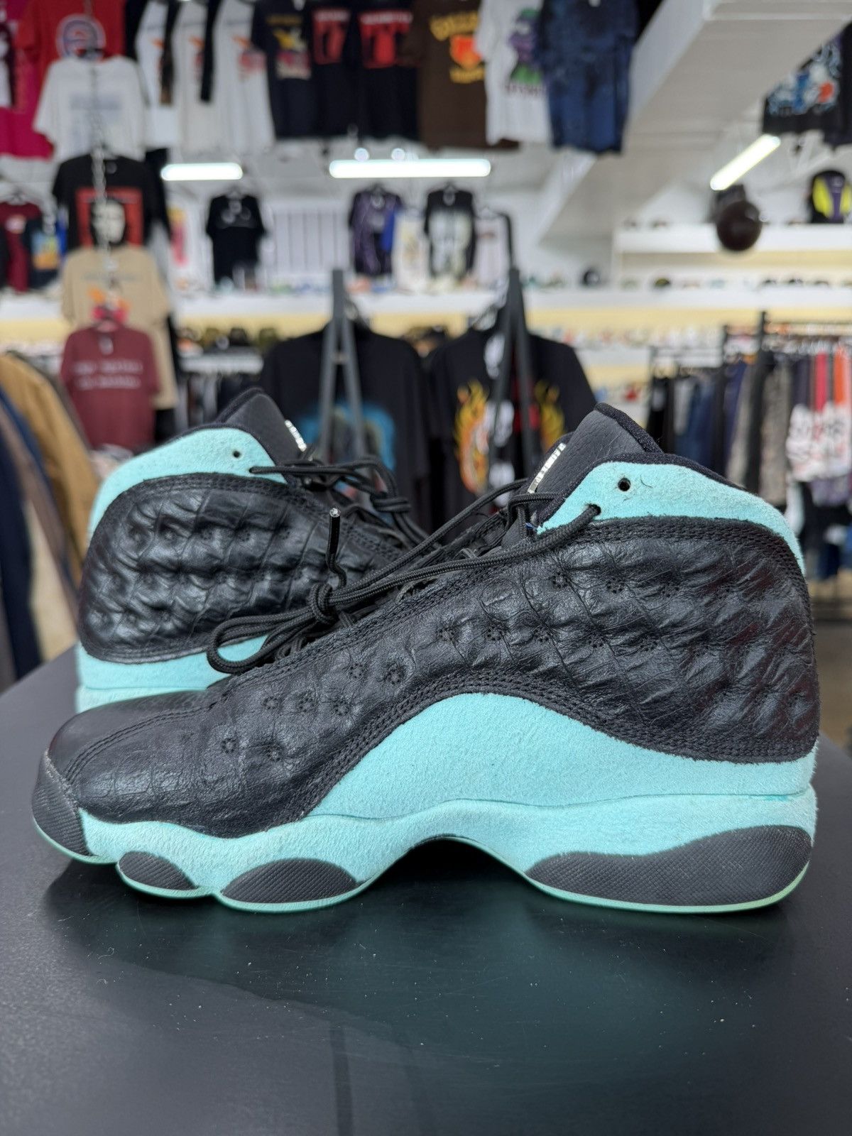 Jordan Brand Air Jordan 13 Black Island Green Size 5.5Y (2019) Size US 5.5 / EU 38 - 4 Thumbnail