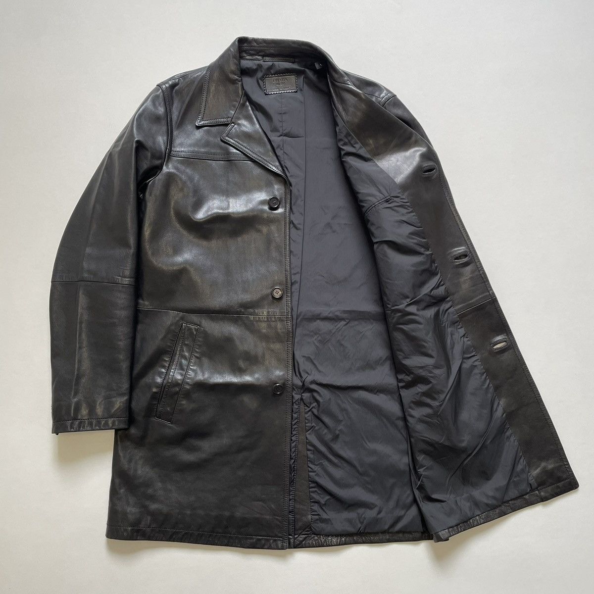 Prada A/W 06 Black Leather Overcoat Size US M / EU 48-50 / 2 - 11 Thumbnail