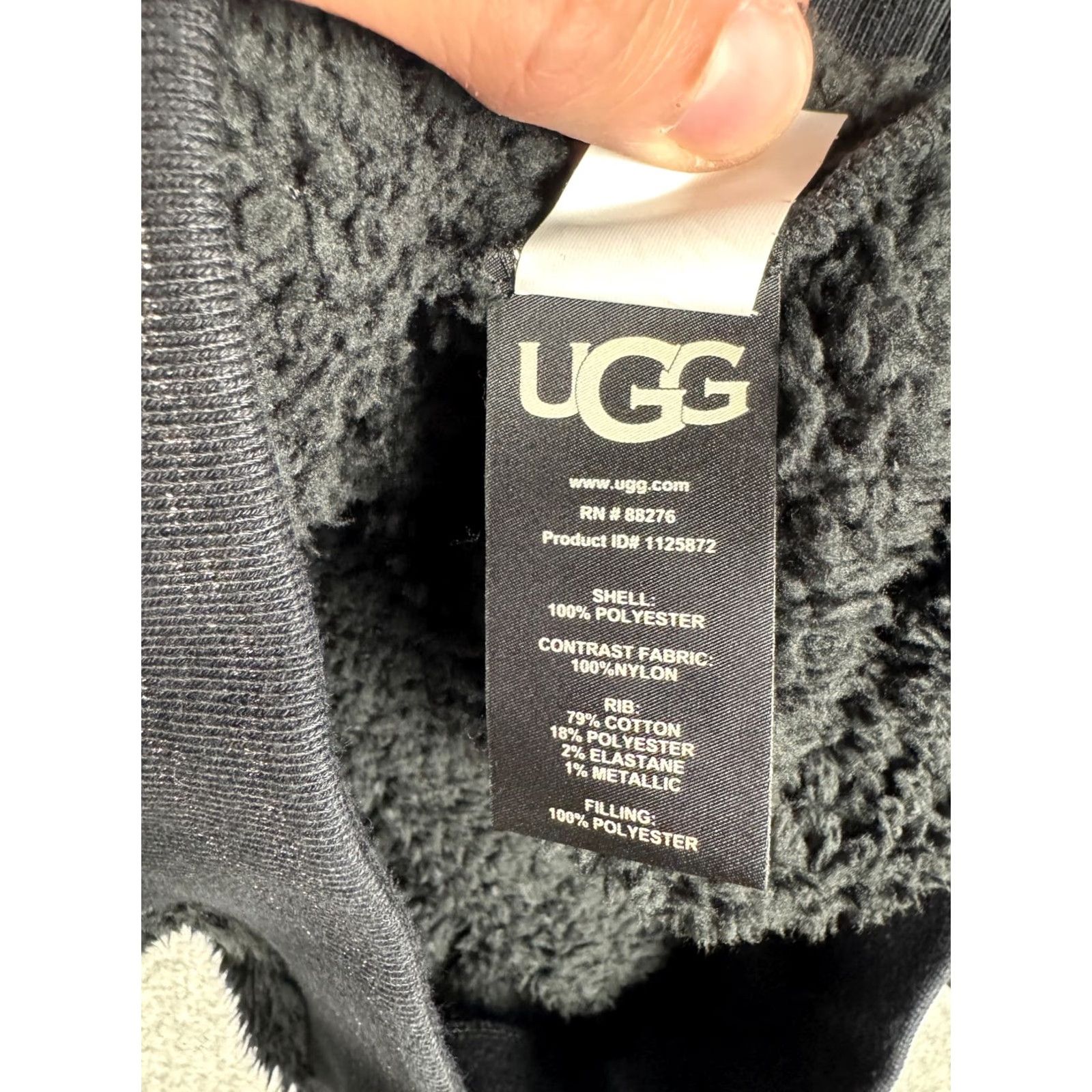 Ugg UGG RTW Hoodie Women's XS Black Sherpa Quilted Drawstring Cozy Deep Pile Size XS / US 0-2 / IT 36-38 - 6 Thumbnail