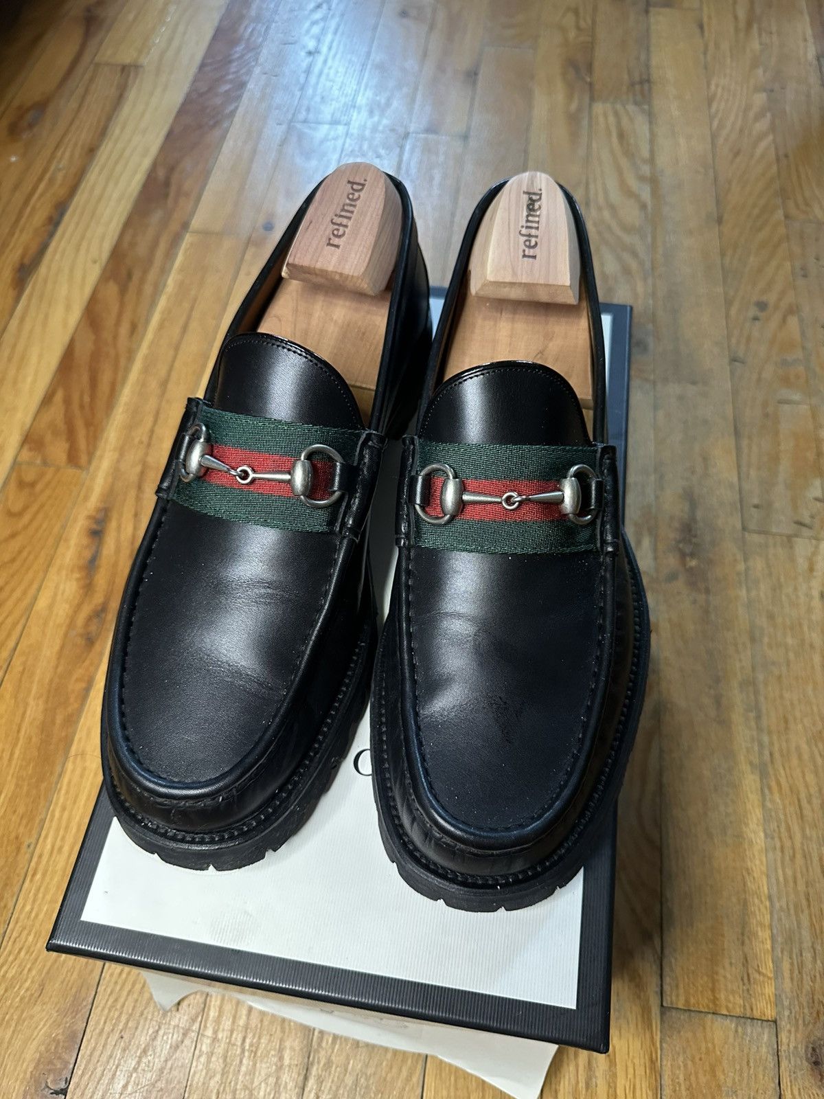 Gucci Gucci Web Horsebit Loafer Lug Sole Size US 10 / EU 43 - 1 Thumbnail