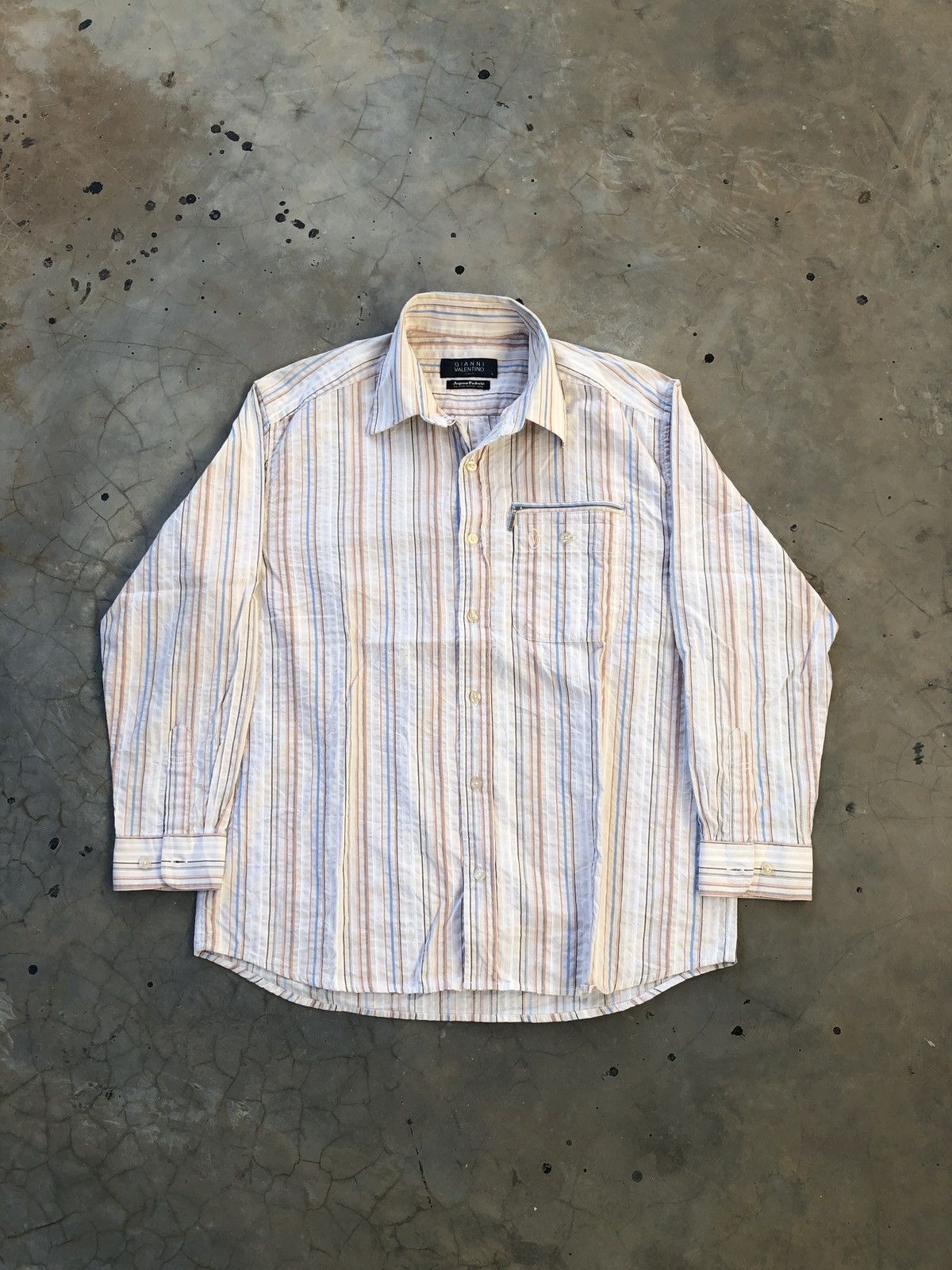 Gianni Valentino VTG Gianni Valentino Japan Fabric ShirtnStripe Long Sleeve Size US L / EU 52-54 / 3 - 1 Thumbnail