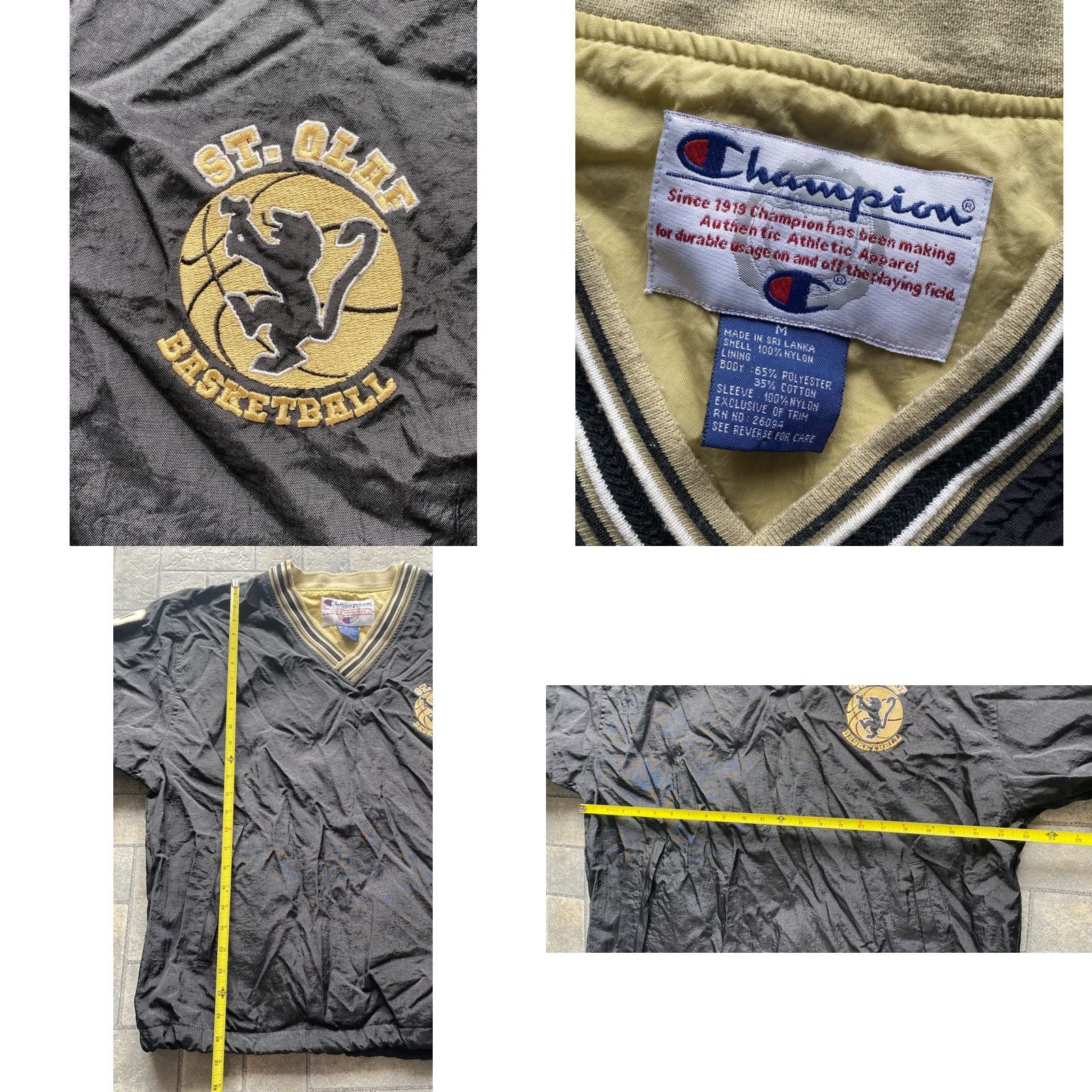 Champion Champion Windbreaker Jacket Nylon St Olaf Basketball Mens Medium Black Size US M / EU 48-50 / 2 - 8 Thumbnail