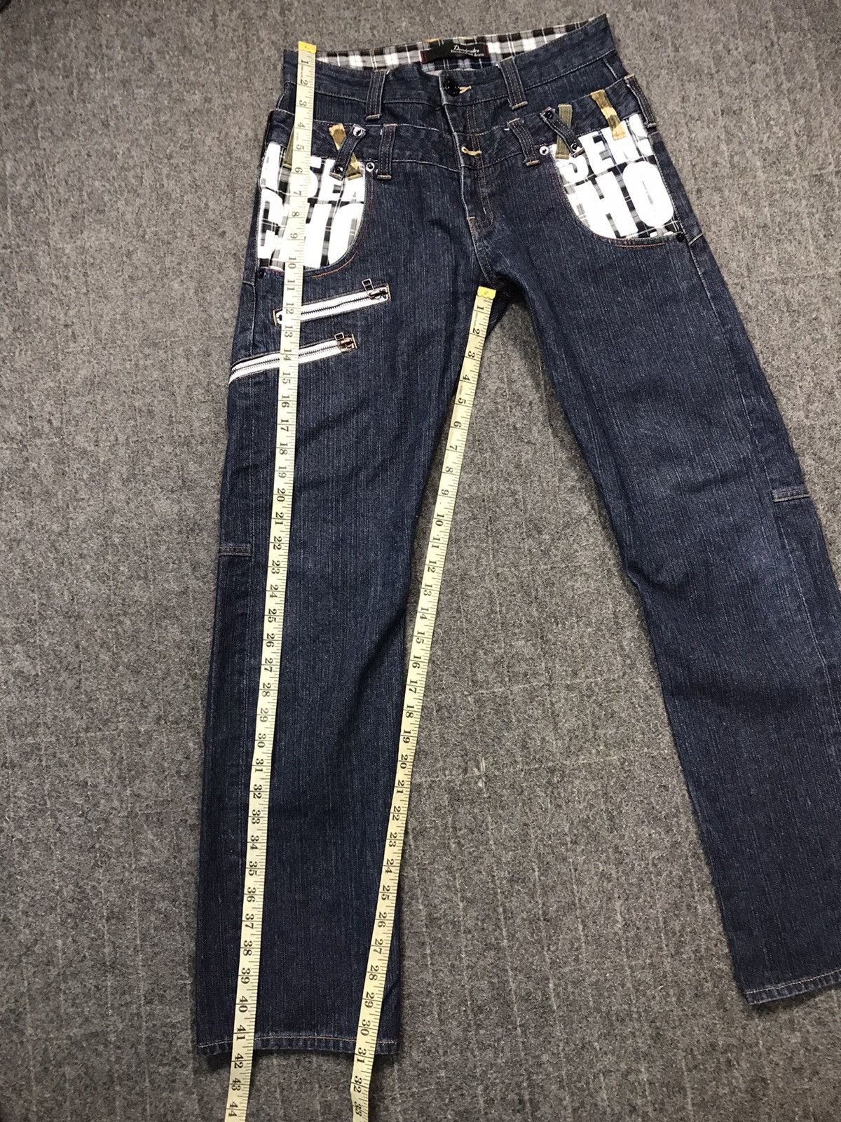 Japanese Brand × Jean × Vintage Double Waist Dominate Hickory Pocket Vtg Japan Denim Jeans Size US 29 - 16 Thumbnail