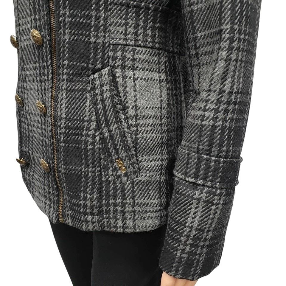 XOXO XOXO Faux Double Breast Asymmetrical zip Plaid Wool Jacket S Size S / US 4 / IT 40 - 10 Thumbnail