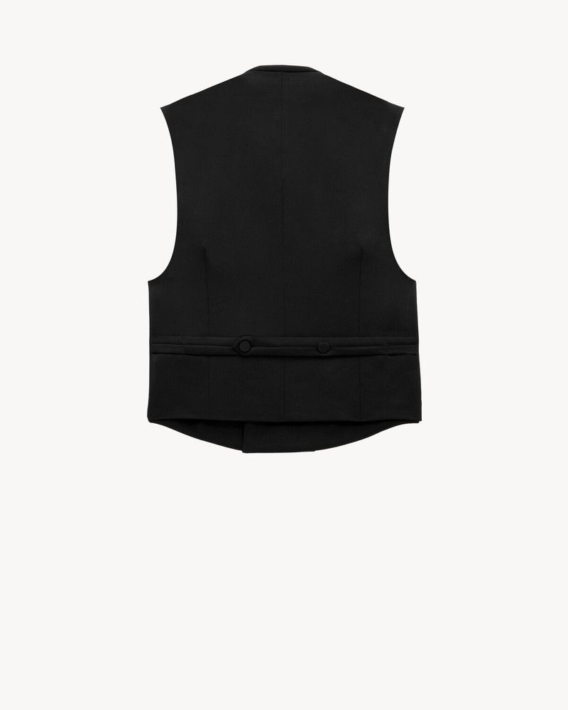 Saint Laurent Paris o1s1wg110126 811027 Vest in Grain De Poudre in Black Size US S / EU 44-46 / 1 - 2 Thumbnail