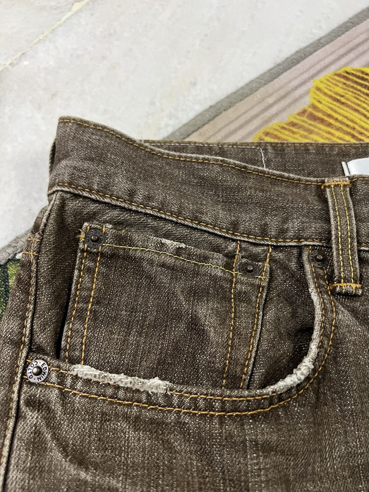 Japanese Brand 💥FLARE💥VTG EDWIN EXCLUSIVE VINTAGE BROWN JEANS Size US 35 - 4 Thumbnail