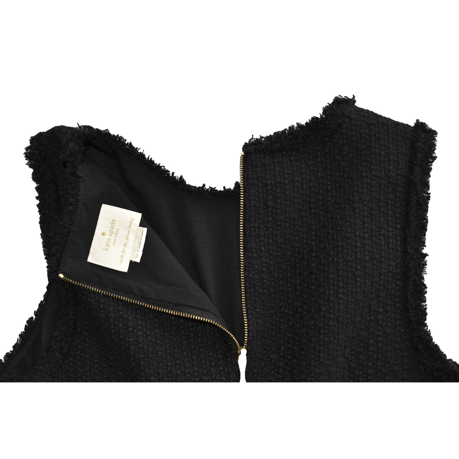 Kate Spade KATE SPADE Black Tweed Ruffled Hem And Ribbon Dress size 10 Size L / US 10 / IT 46 - 5 Thumbnail