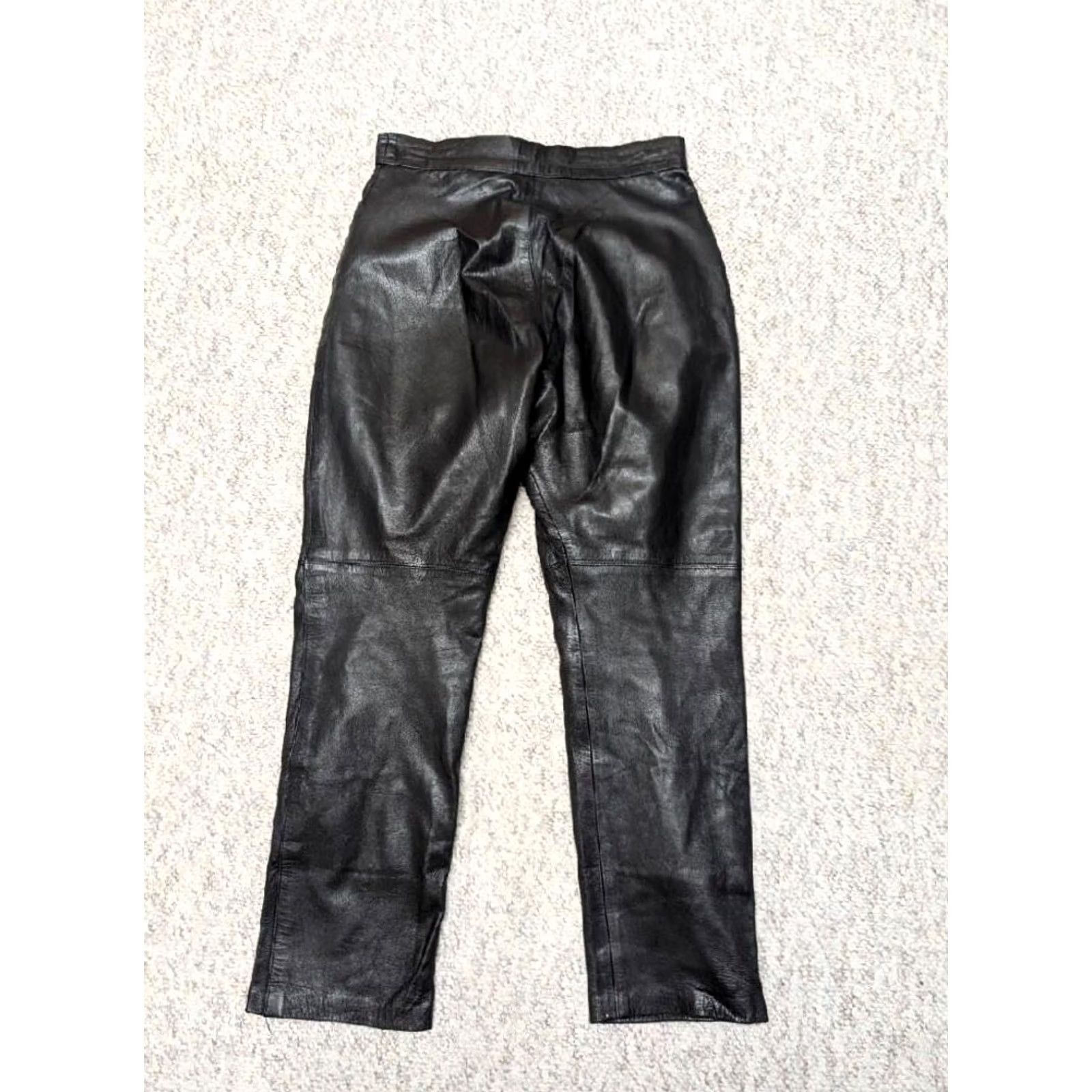 Lee VINTAGE Lee Black Leather Pants 28x26 High Rise Women's Pants 1990s Motorcycle Fashion Size 28" / US 6 / IT 42 - 6 Thumbnail