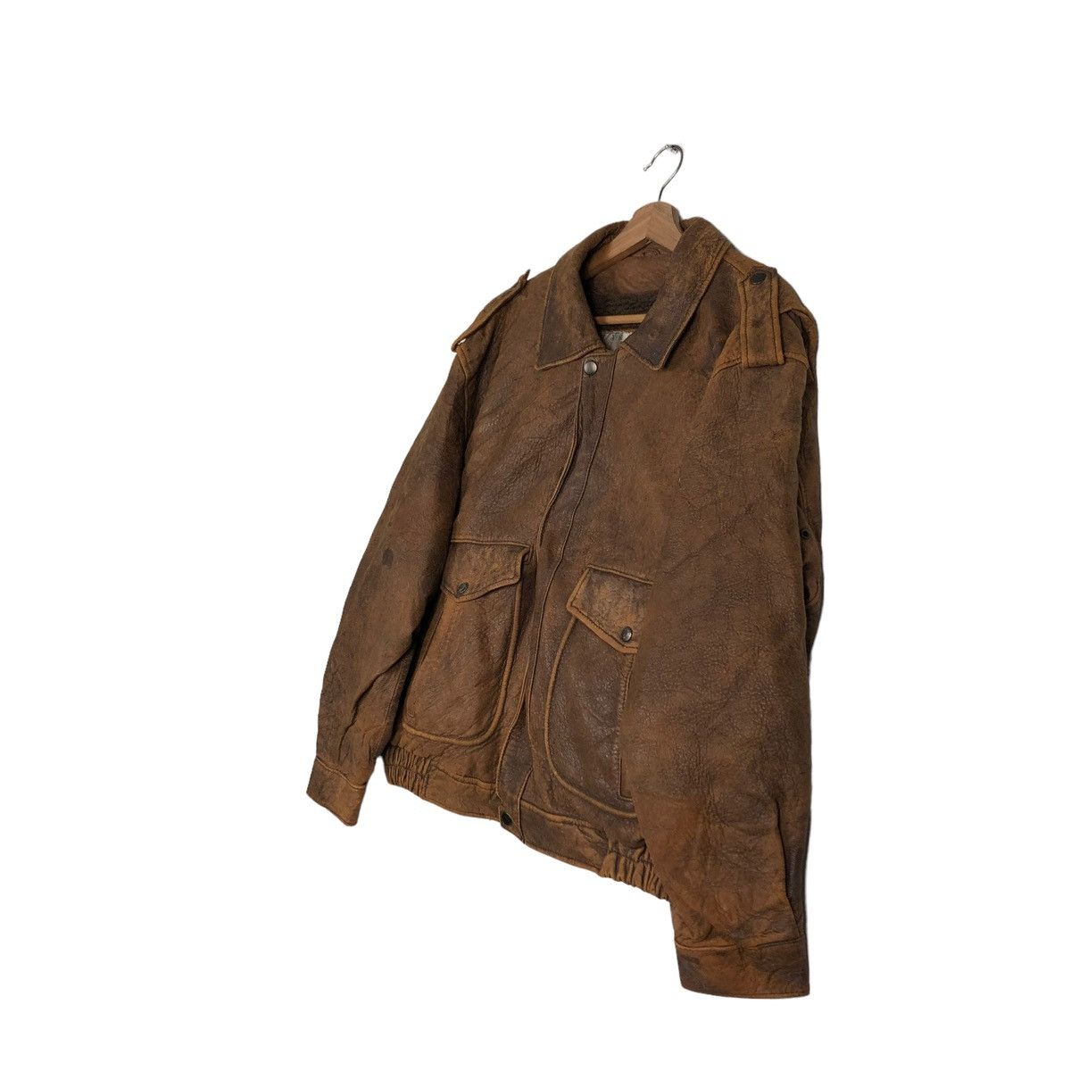 Genuine Leather 🔥Vtg Bomber Leather Jacket Fly Military Mother Harajuku Size US M / EU 48-50 / 2 - 2 Thumbnail