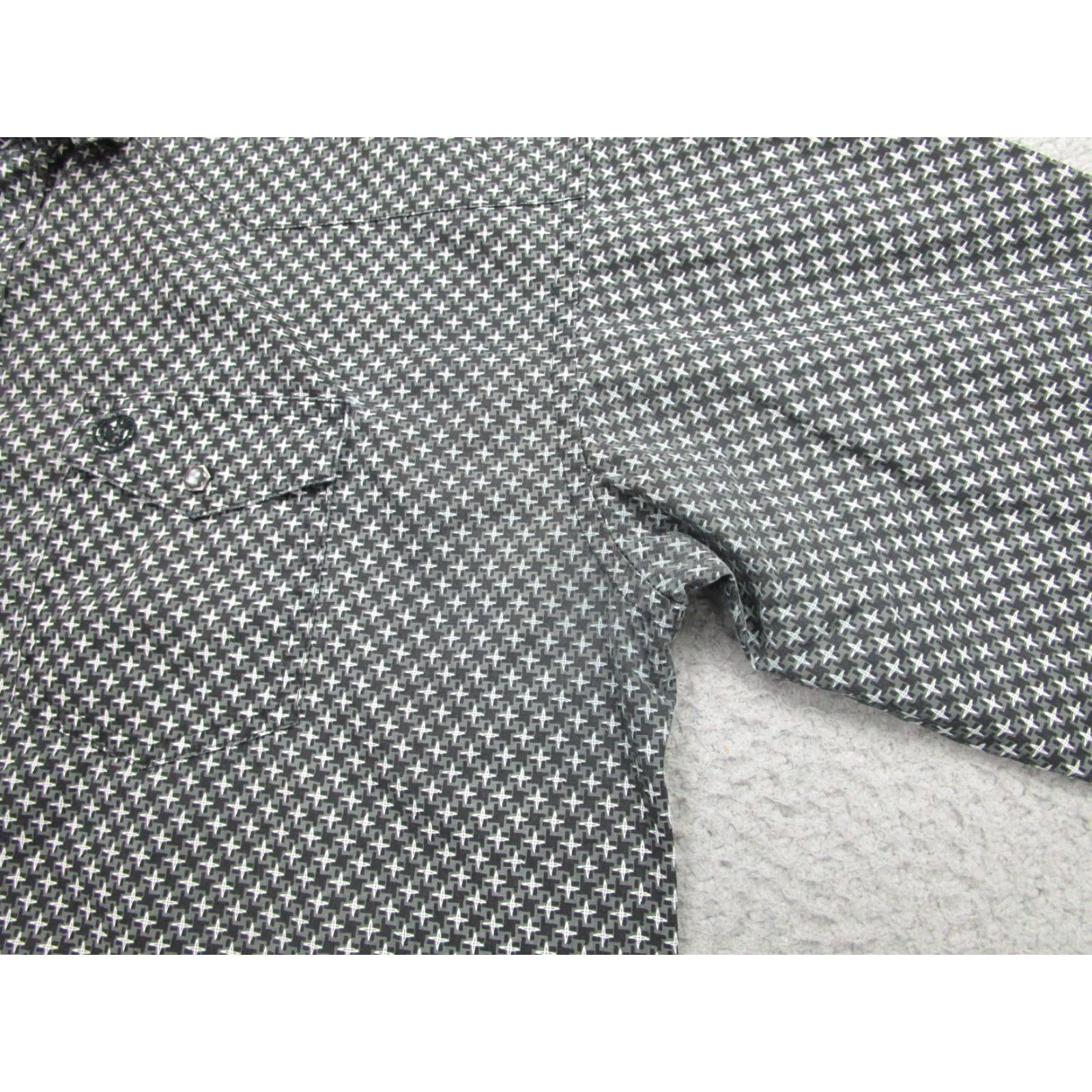 Wrangler Wrangler Shirt Mens 2XL Gray Black Troubadour Cross Geometric Button-Up Western Snap Pockets Embroidered 2XL Mens Size US XXL / EU 58 / 5 - 6 Thumbnail