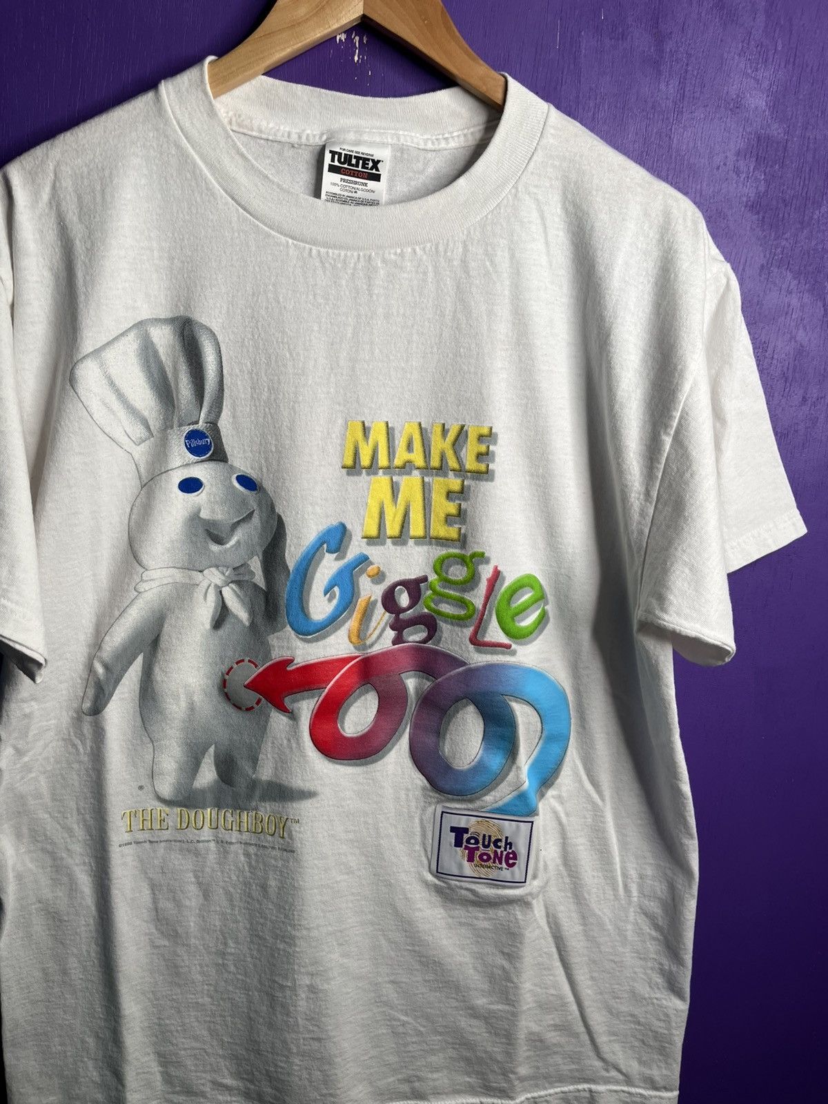 Vintage Vintage 1998 Pillsbury doughboy make me giggle t-shirt Size US L / EU 52-54 / 3 - 3 Thumbnail