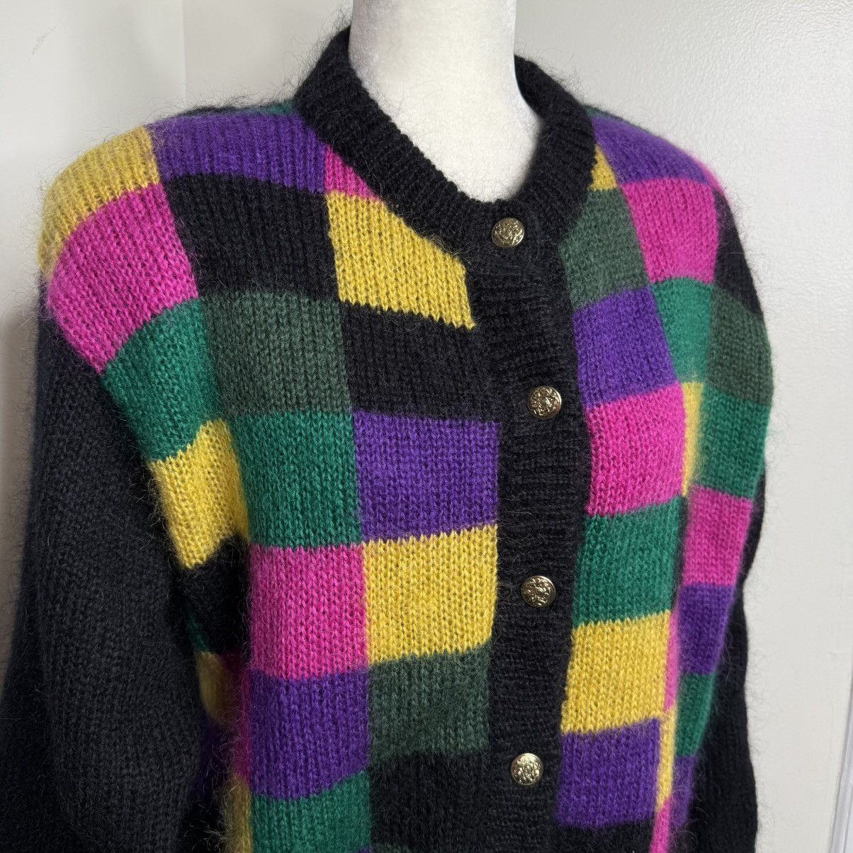 Other VTG 80s Premiere Wool Blend Button Down Color Sweater Large Size L / US 10 / IT 46 - 3 Thumbnail