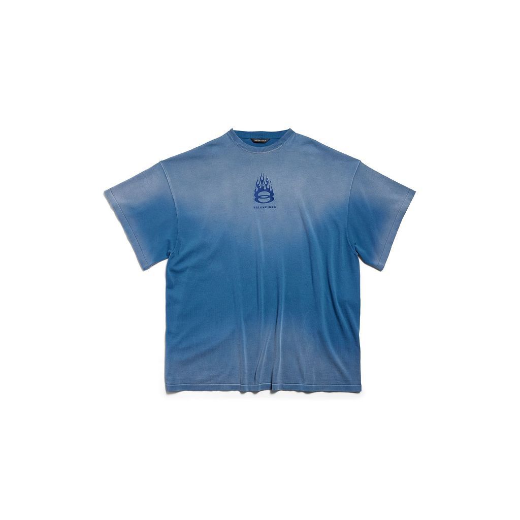 Balenciaga o1w1db10226 Sunbleached T-Shirt Large Fit In Blue Size US L / EU 52-54 / 3 - 1 Thumbnail
