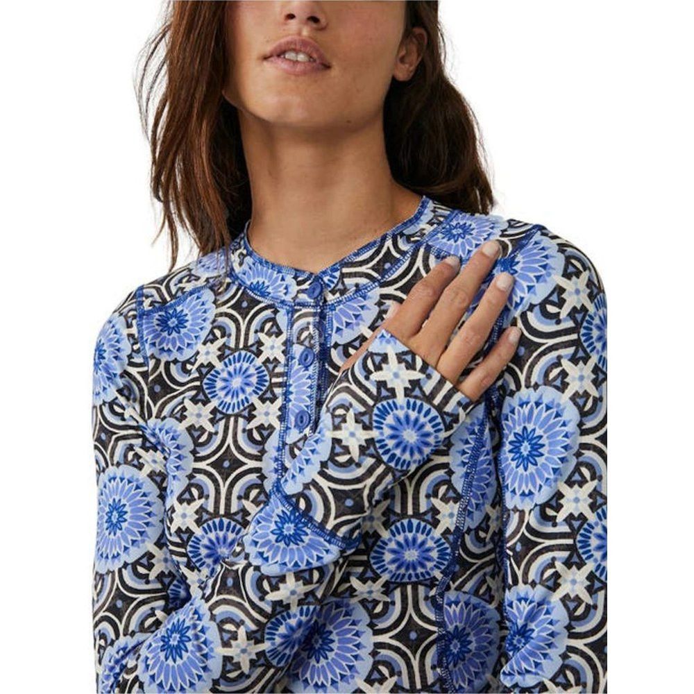 Free People New Free People Fireside Long Sleeve Base Layer Blue Top Si Size M / US 6-8 / IT 42-44 - 2 Thumbnail