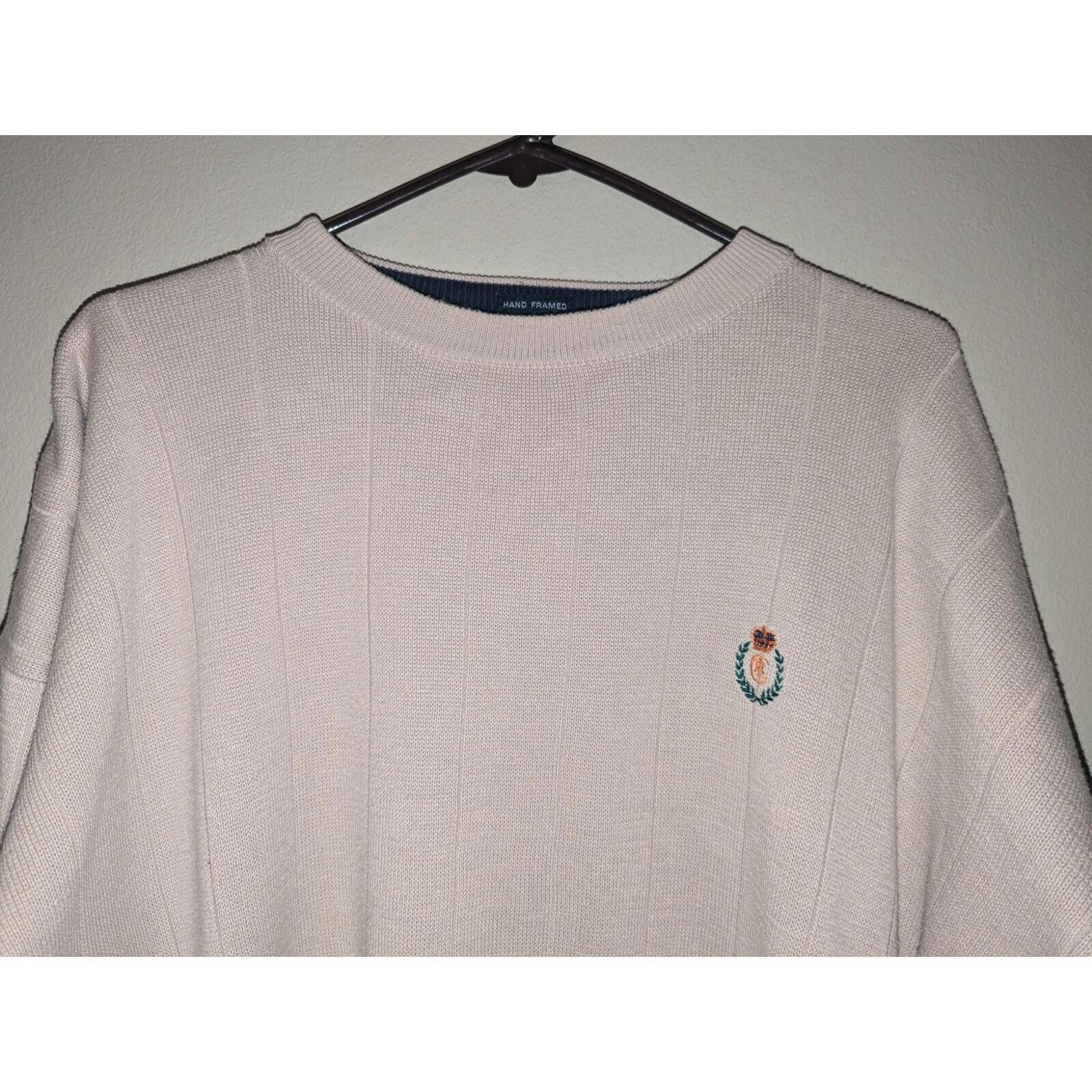 Designer Vintage Chaps Ralph Lauren Men's Cream Knit Sweater XL Size US XL / EU 56 / 4 - 2 Thumbnail