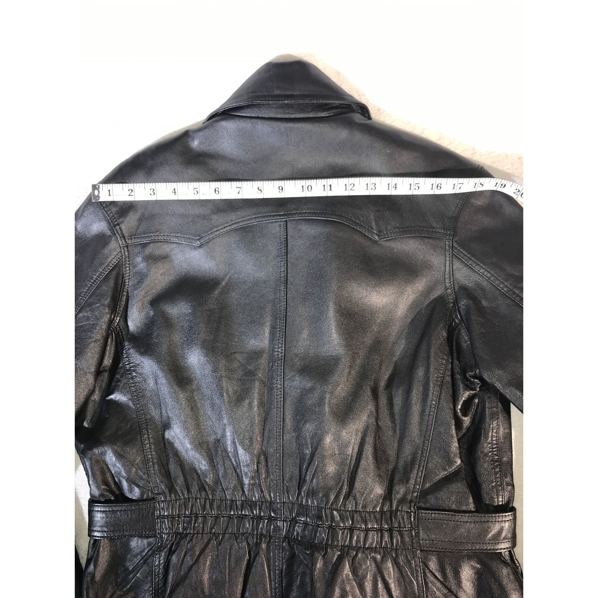 Vintage Fabiani Women's Black Leather V Neck Belted Moto Y2K Jacket Size S / US 4 / IT 40 - 6 Thumbnail