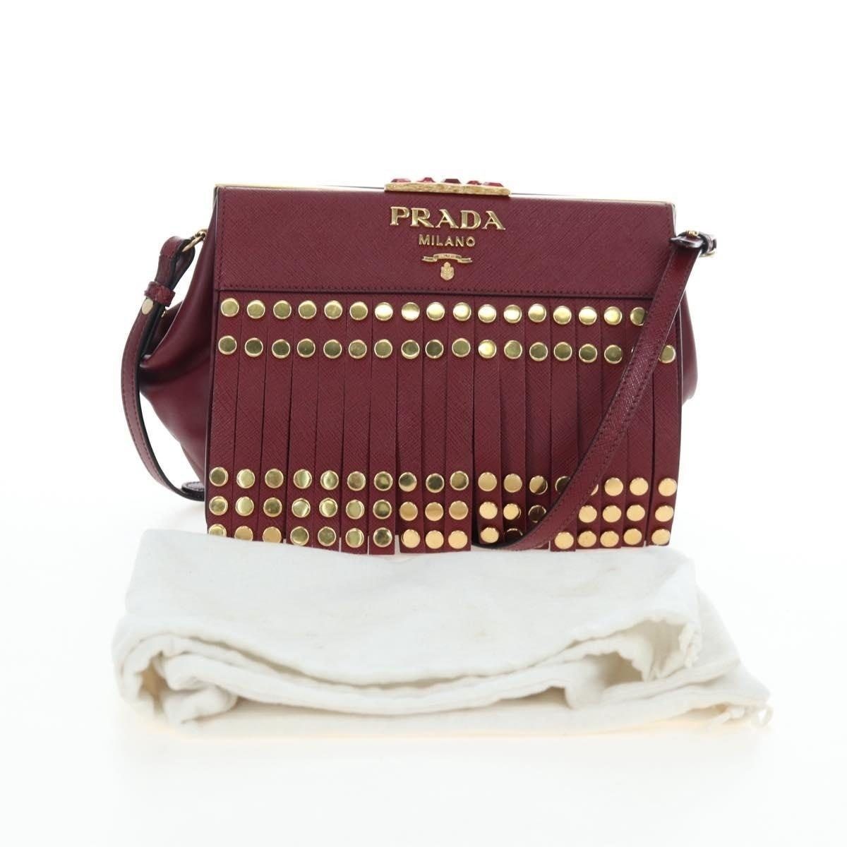 Prada Prada Saffiano Galleria Shoulder Bag Burgundy Size ONE SIZE - 2 Thumbnail