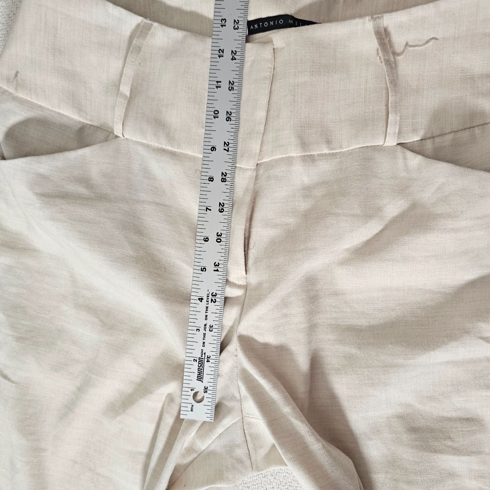Vintage Antonio Melani Women’s Pants Linen Blend Beige 14 Regular High Rise Twill Flat Front Pockets Dress Workwear Casual Formal Trousers Size 36" / US 14 / IT 50 - 6 Thumbnail