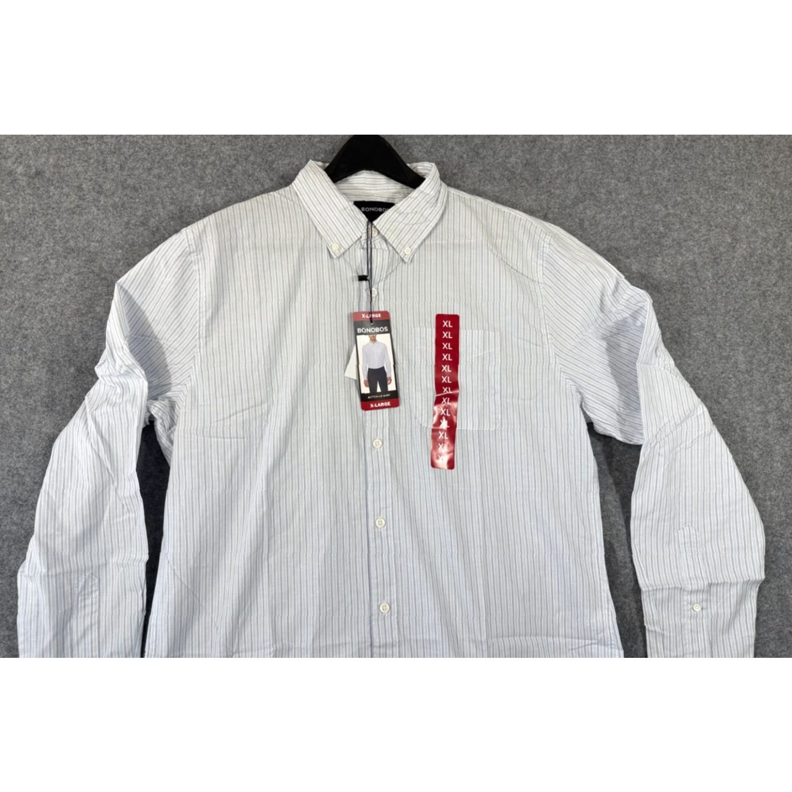Bonobos Bonobos Shirt Mens XL Light Blue Pinstriped Stretch Long Sleeve Button-Up NWT Size US XL / EU 56 / 4 - 2 Thumbnail