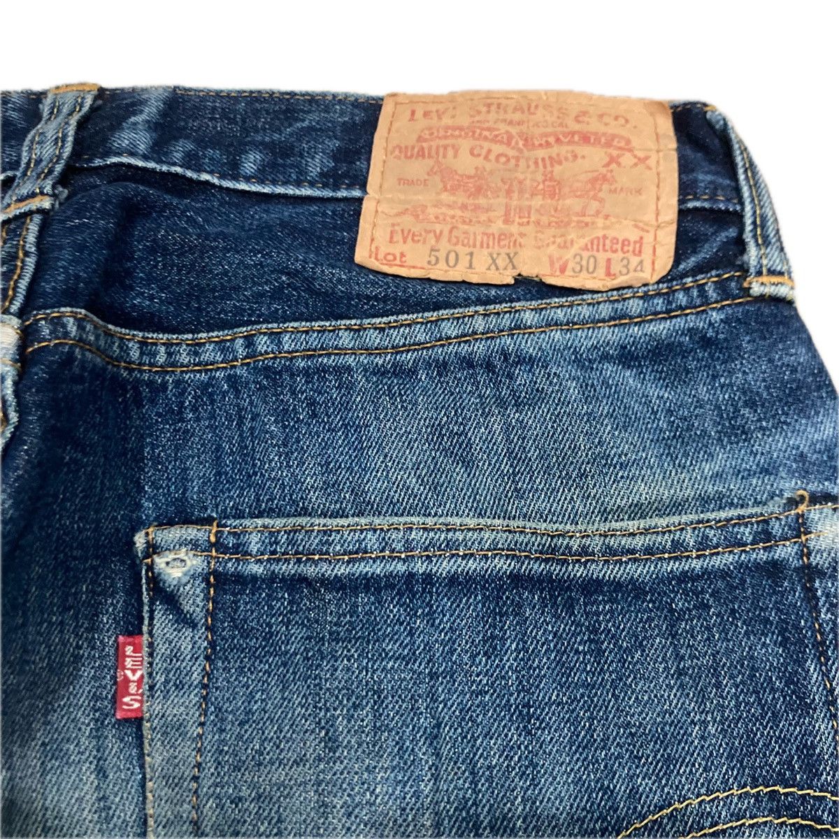 VINTAGE 30x34 LEVI’S BIG E 501XX SELVEDGE DISTRESSED JEANS