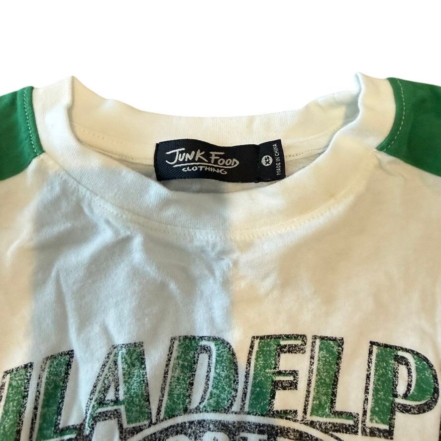 Junk Food Junk Food Eagles Striped Crop Tee in Vintage White & Kelly Size XS / US 0-2 / IT 36-38 - 4 Thumbnail