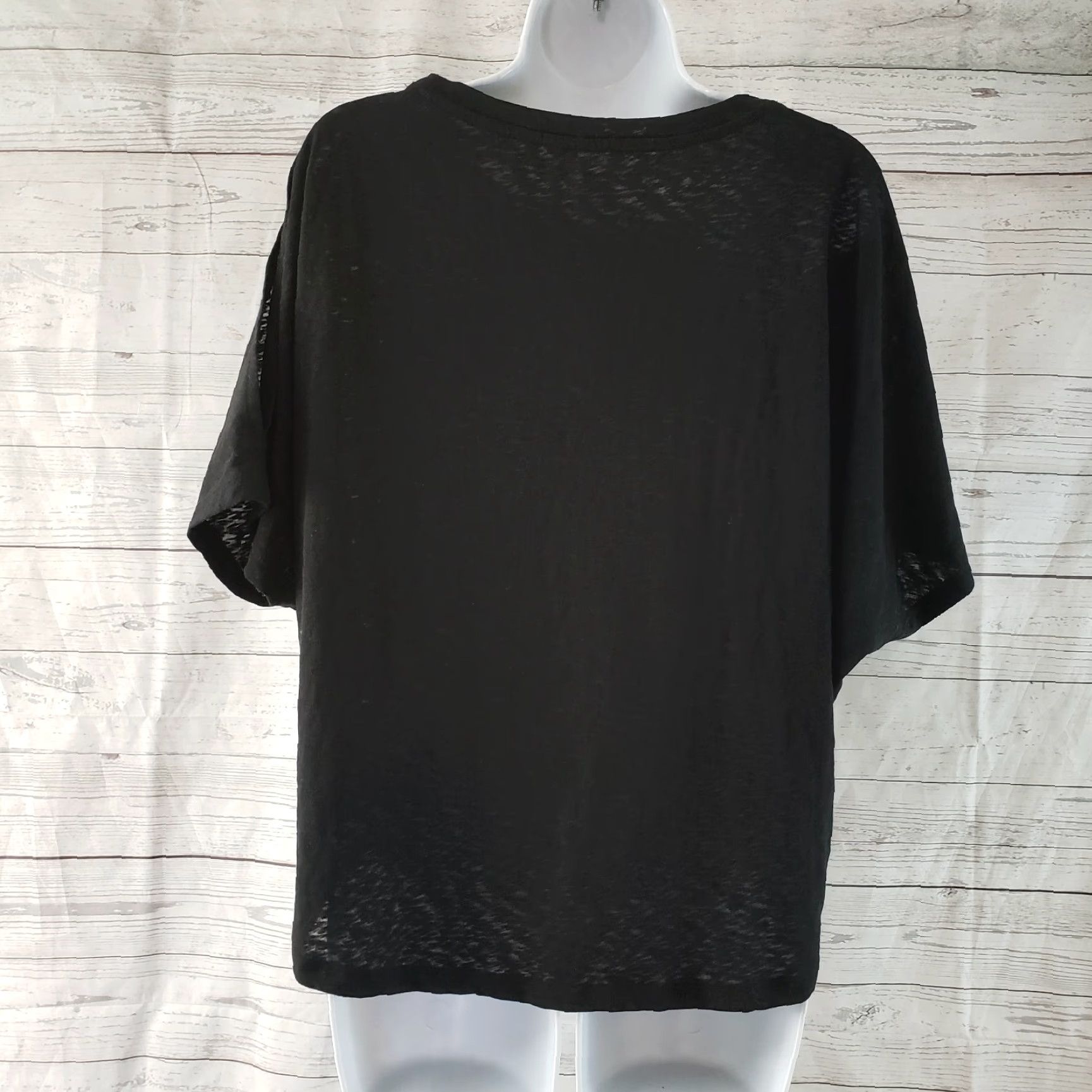 Gap Gap Women’s Cold Shoulder Top Sz Large Solid Black Cotton Blend Shirt (Short Sleeve) Mens Womens Size L / US 10 / IT 46 - 3 Thumbnail