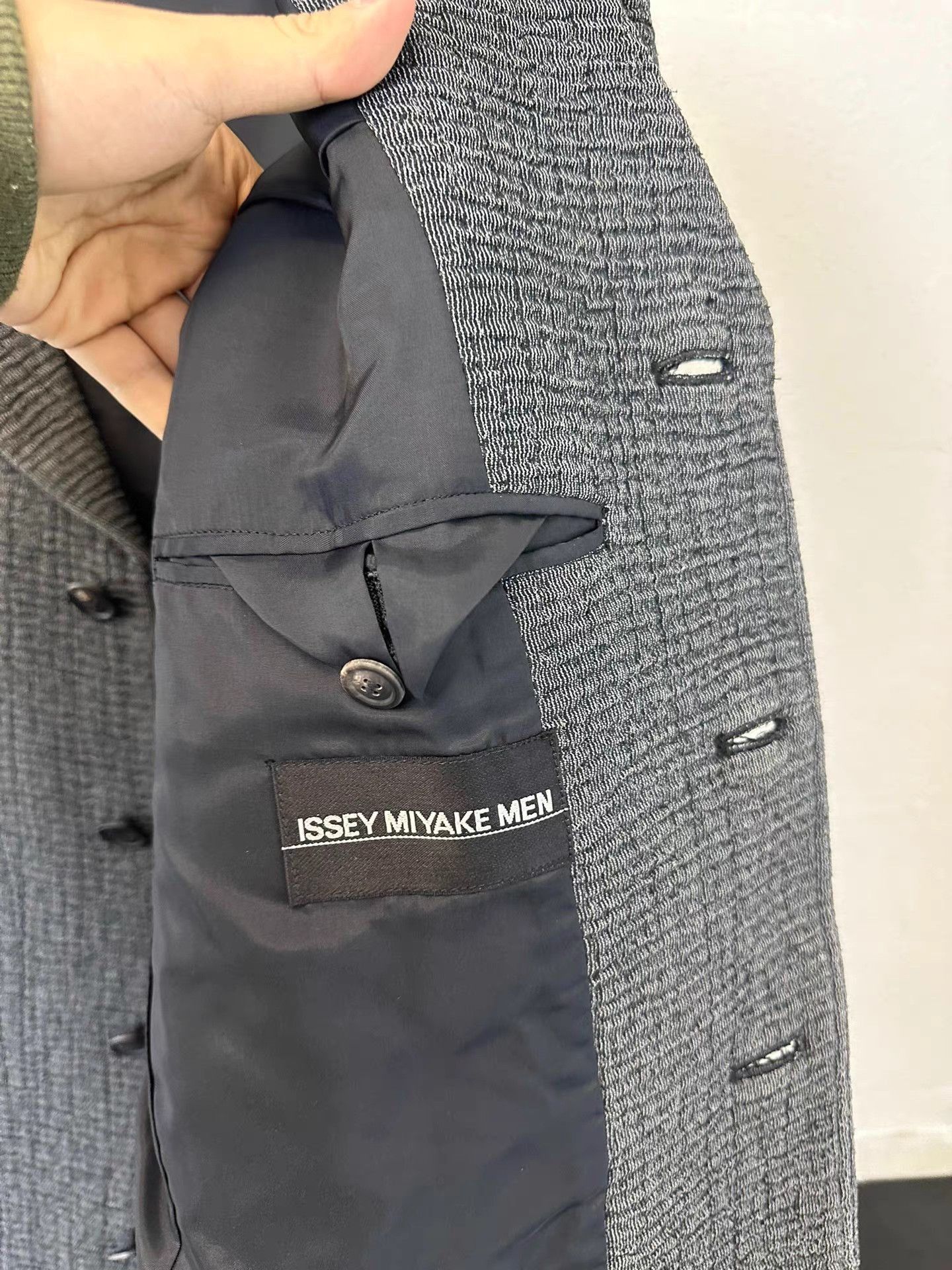 Issey Miyake Gray Textured Button-Front Jacket - Size M Size US M / EU 48-50 / 2 - 7 Thumbnail