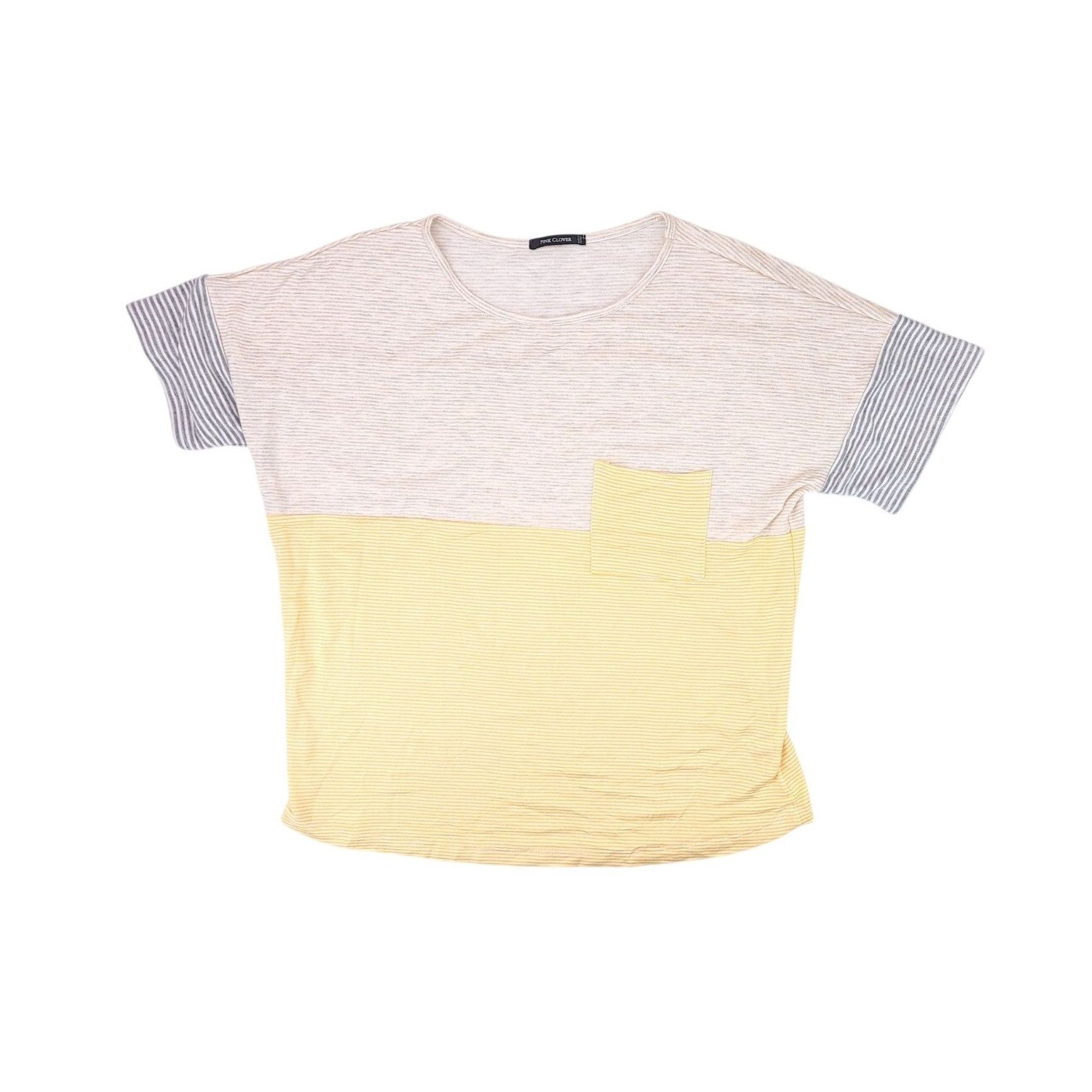 Other Pink Clover Women Colorblock Striped Short Sleeve Pocket Tee Size L / US 10 / IT 46 - 1 Thumbnail