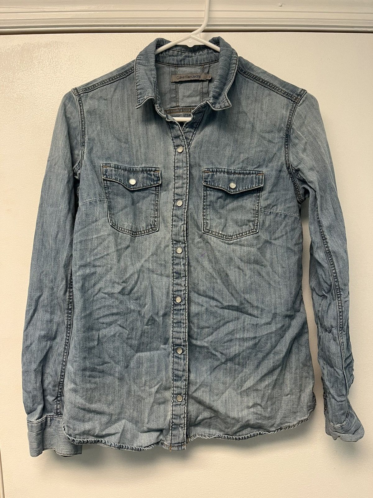 Calvin Klein Calvin Klein Light Blue Denim Jacket Size S / US 4 / IT 40 - 1 Thumbnail