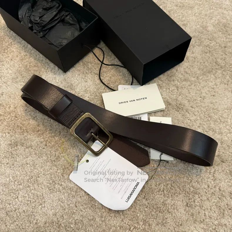 Dries Van Noten Dries Van Noten Distressed Brown Leather Buckle Belt Size ONE SIZE - 1 Thumbnail