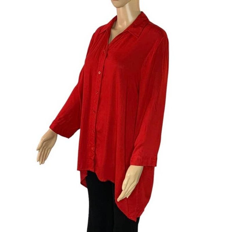 Chicos Chicos Women's Size 1 US 8 Top Tunic Asymmetrical Red NEW Size M / US 6-8 / IT 42-44 - 2 Thumbnail