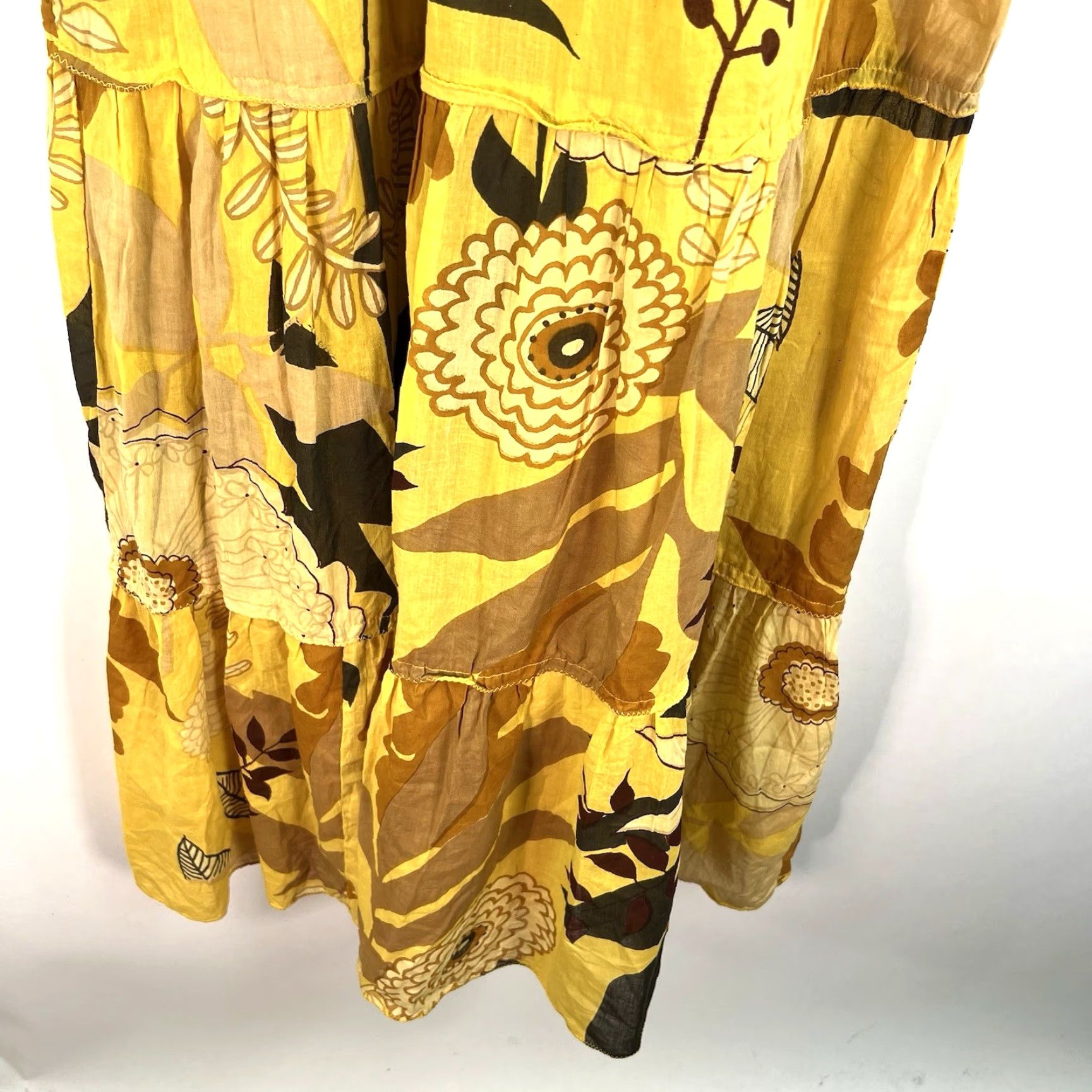 Anthropologie Anthropologie Dress Womens SZ S Yellow Floral Maxi Lined Sleeveless Size S / US 4 / IT 40 - 5 Thumbnail