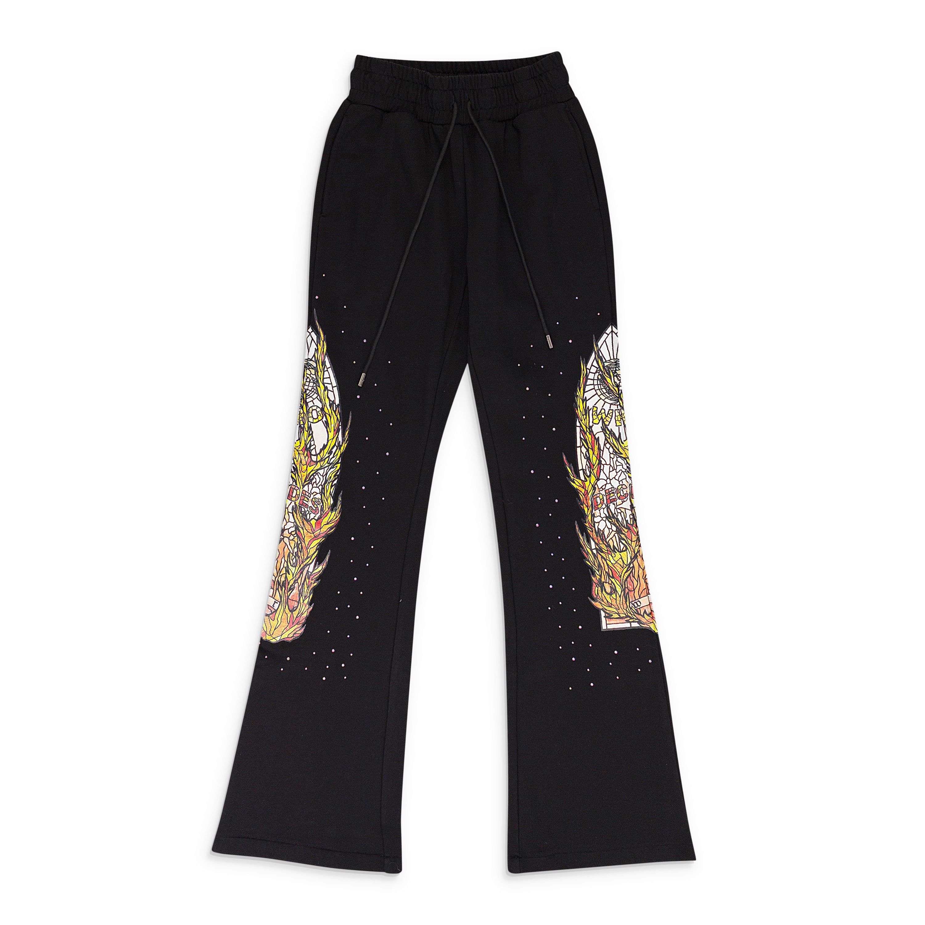 Who Decides War Who Decides War BLACK FLAME GLASS SWEATPANTS SIZE 26 Size US 26 / EU 42 - 1 Thumbnail