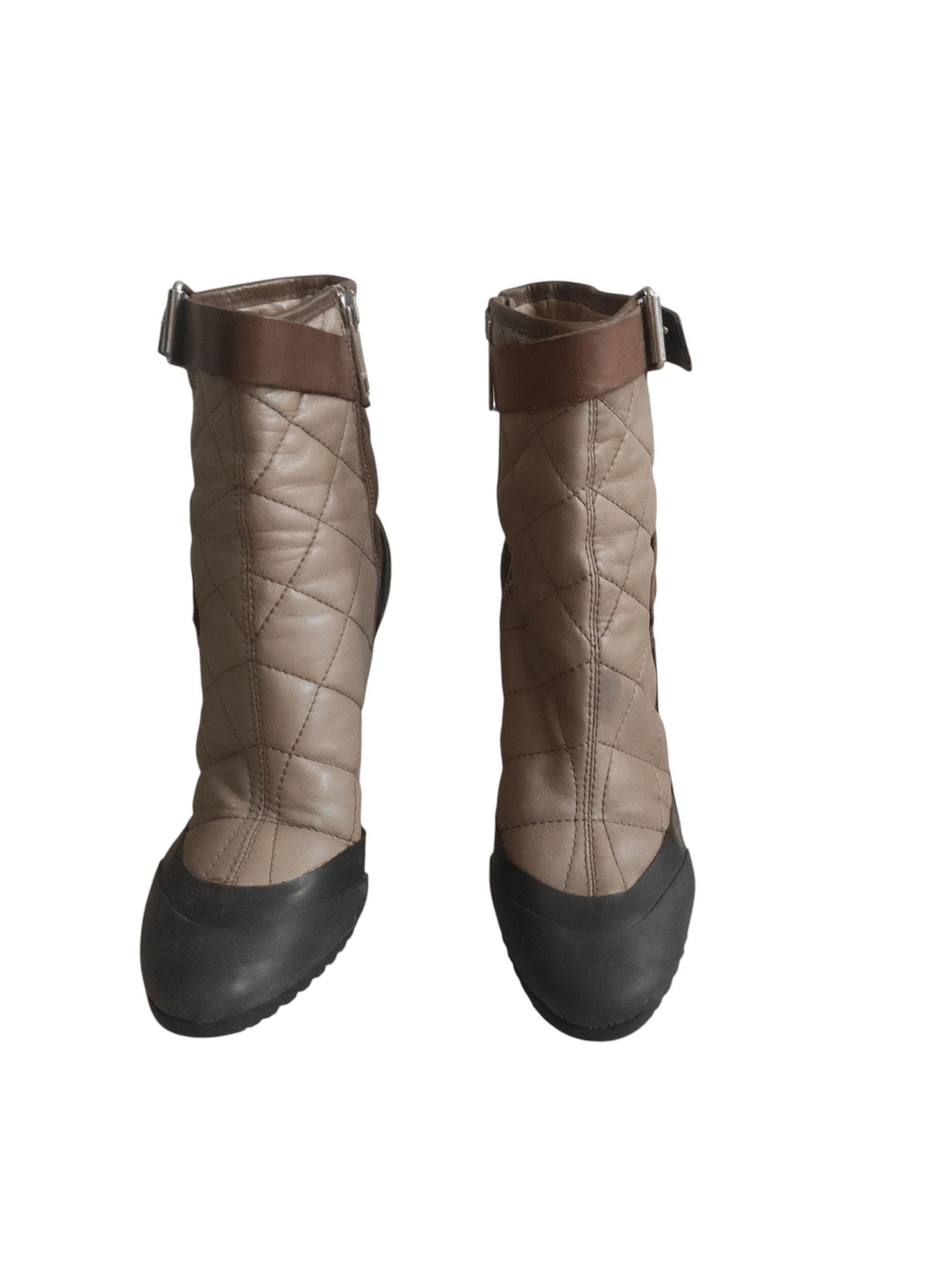 Burberry Burberry Brit Beverley Ankle Bootie Brown Quilted Sz Eur 40 Size US 8.5 / IT 38.5 - 2 Thumbnail