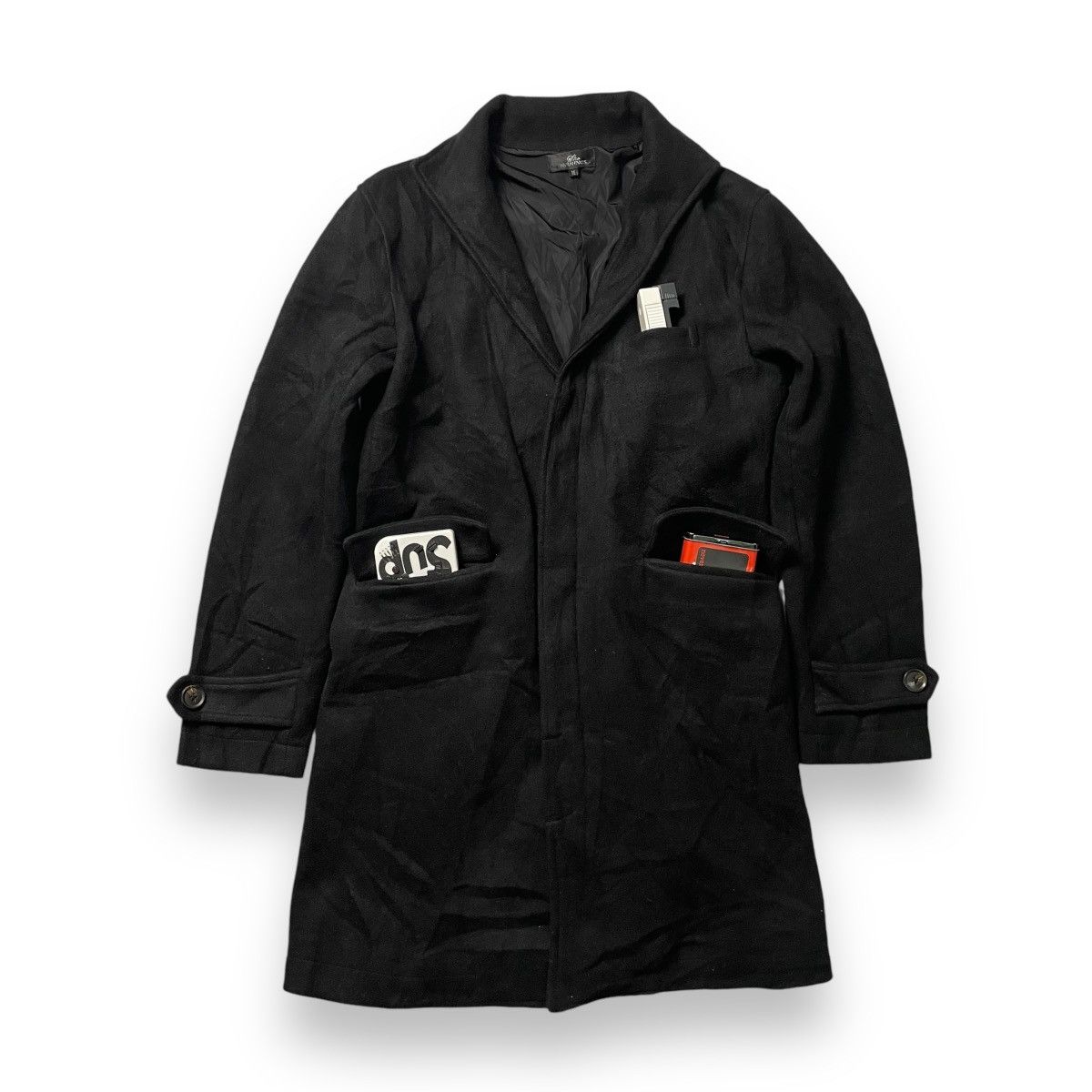 If Six Was Nine 🇯🇵 BERNINGS SHO PUNK GOTHIC WOOL HEAVY COAT JACKET Size US M / EU 48-50 / 2 - 1 Thumbnail