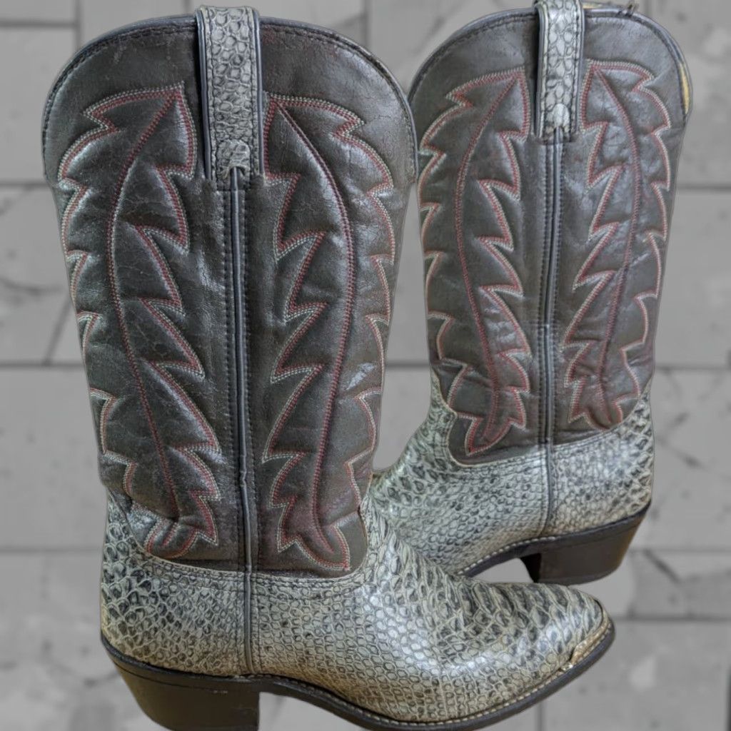 Vintage Python Snakeskin Boots 8.5 EE Vtg Tony Lama Python Snakeskin/leather Cowboy Boot Men main image 4