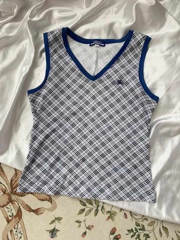 Burberry Burberry Blue Cotton Check Pattern Women's Tank Top Size M / US 6-8 / IT 42-44 - 1 Thumbnail