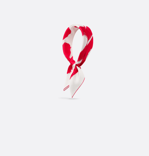 Dior o1w1db10625 Size : OS / Square Scarf in White/Red Size ONE SIZE - 1 Thumbnail