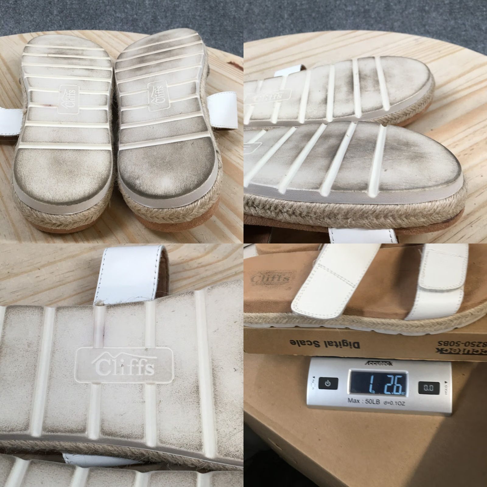 Vintage Cliffs by White Mountain Sandals Womens 10 M Tionna Slide White Leather Open Toe Casual Slip On Shoes Size US 10 / IT 40 - 9 Thumbnail