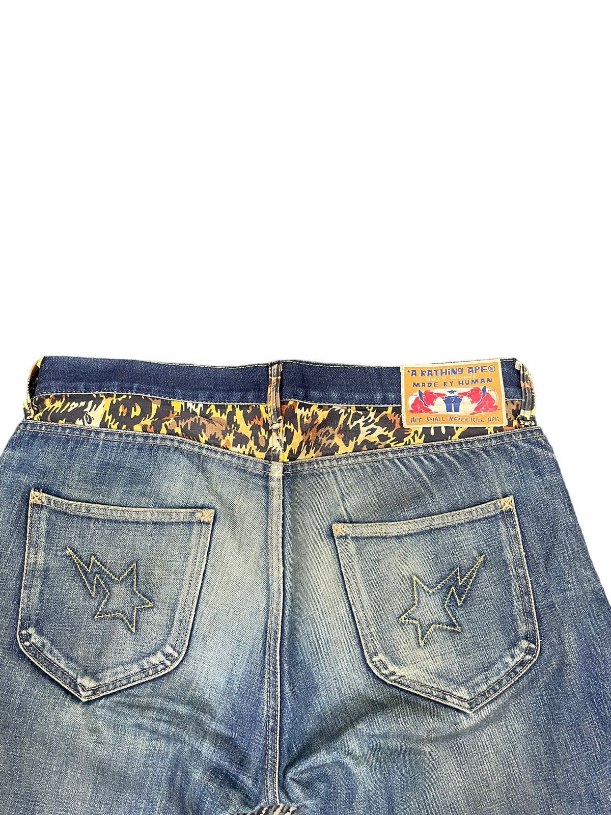 Bape Vintage Bape Star Selvedge Faded Distresed Denim Size US 35 - 9 Thumbnail