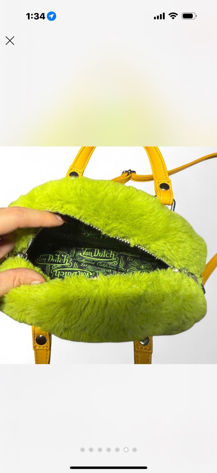 Von Dutch Von Dutch Authentic Vegan Sherbet Furry Small Bowling Purse Size ONE SIZE - 6 Thumbnail