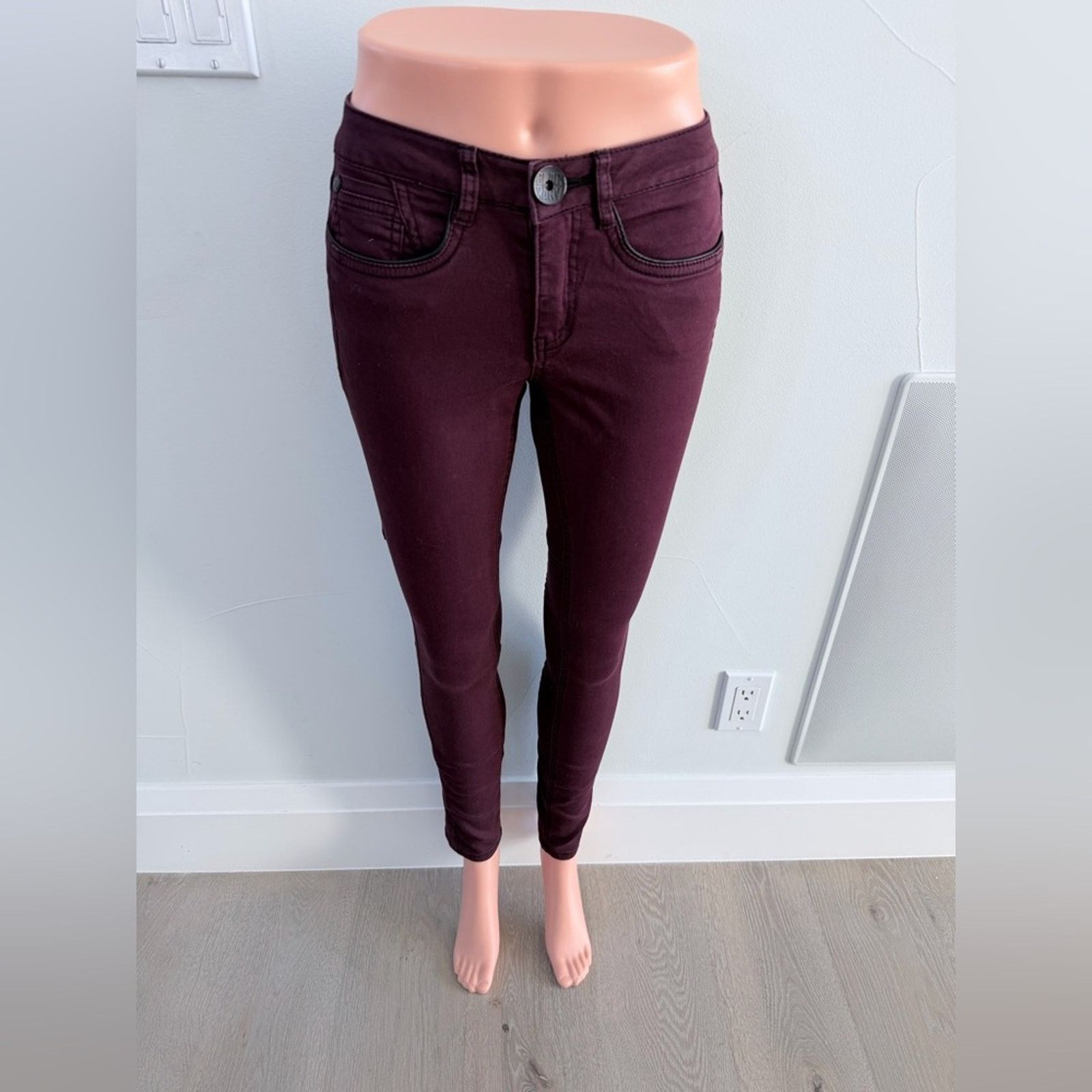 Other New Y2K Burgundy Maroon Jeans with Lace-Up Detail size 25 Size 25" / US 0 / IT 36 - 7 Thumbnail
