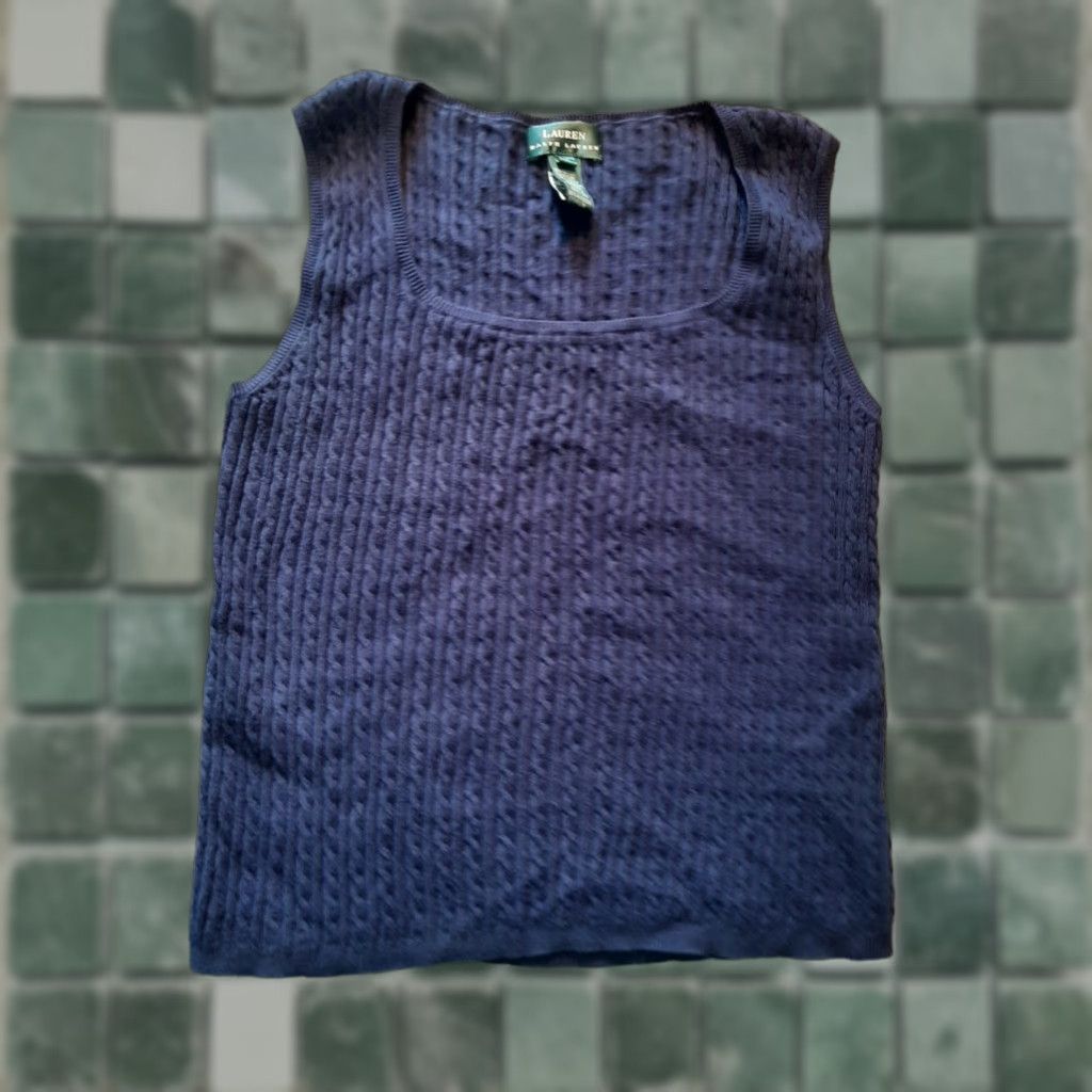 Ralph Lauren Ralph Lauren Sweater Womens Medium M Blue Sleeveless Pullover Knit Solid Square Neck M Size M / US 6-8 / IT 42-44 - 1 Thumbnail