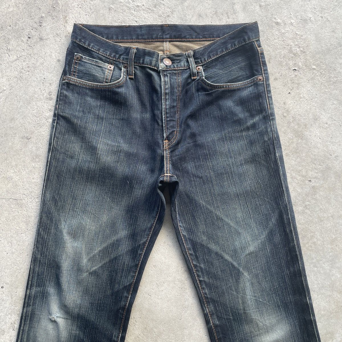 Edwin × Japanese Brand × Jean Vintage Edwin Made In Japan Dark Blue Faded Jeans Pants W33 Size US 33 - 3 Thumbnail