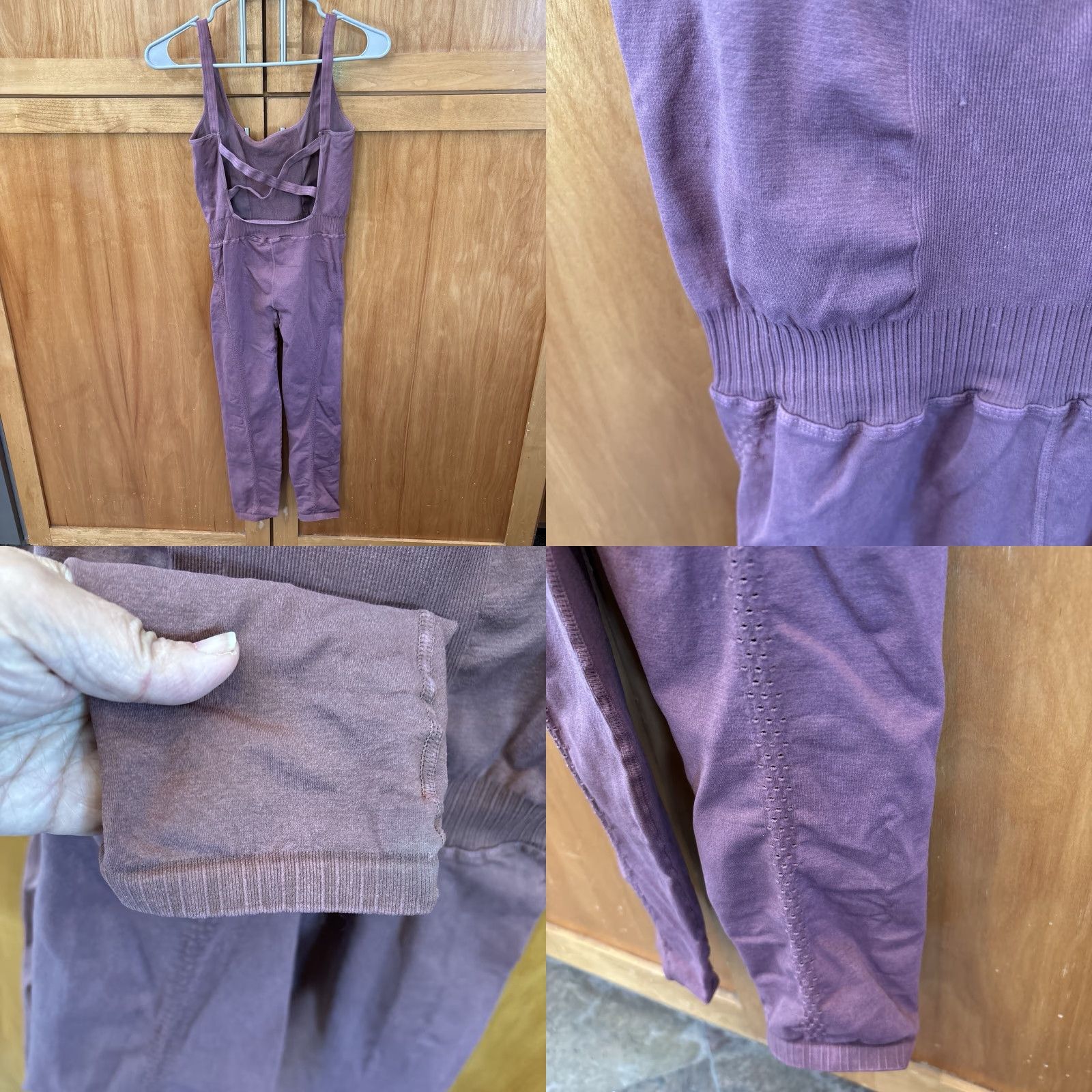 Free People VINTAGE Free People Movement Good Karma Mauve ONE PIECE BODYSUIT M L Stretch Straps Size M / US 6-8 / IT 42-44 - 8 Thumbnail