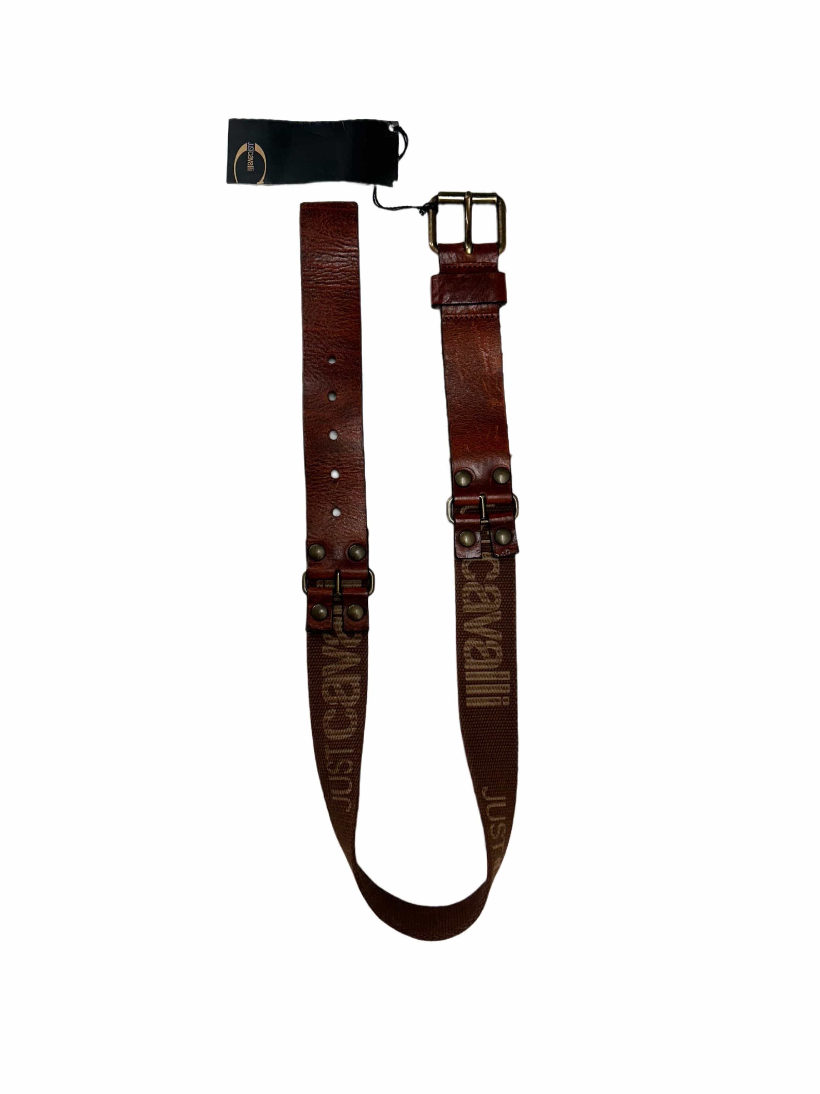 Just Cavalli Just Cavalli Brown Cotton Canvas Notch Buckle Belt Size 28 - 3 Thumbnail